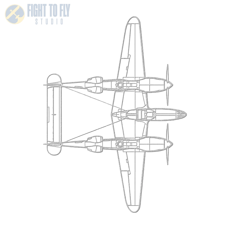 P-38L Top Die Cut Metal Wall Art - Sign - Pilot gifts - WWII warbird t-shirt