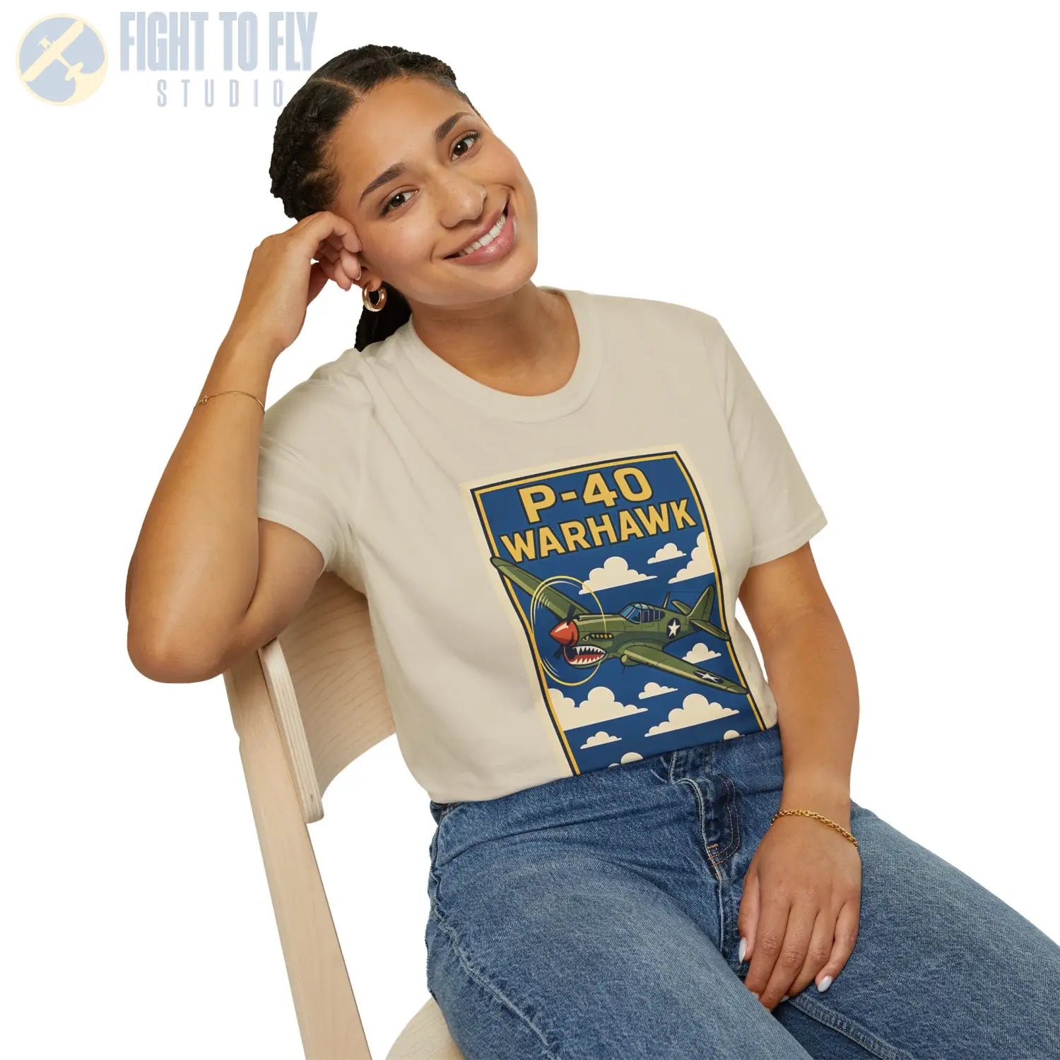 P-40 Premium Full Graphic T-Shirt - Pilot gifts - WWII warbird t-shirt
