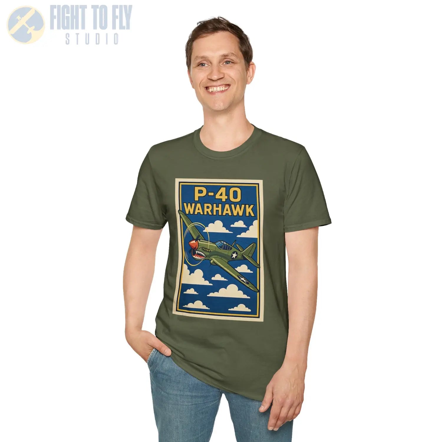 P-40 Premium Full Graphic T-Shirt - Pilot gifts - WWII warbird t-shirt