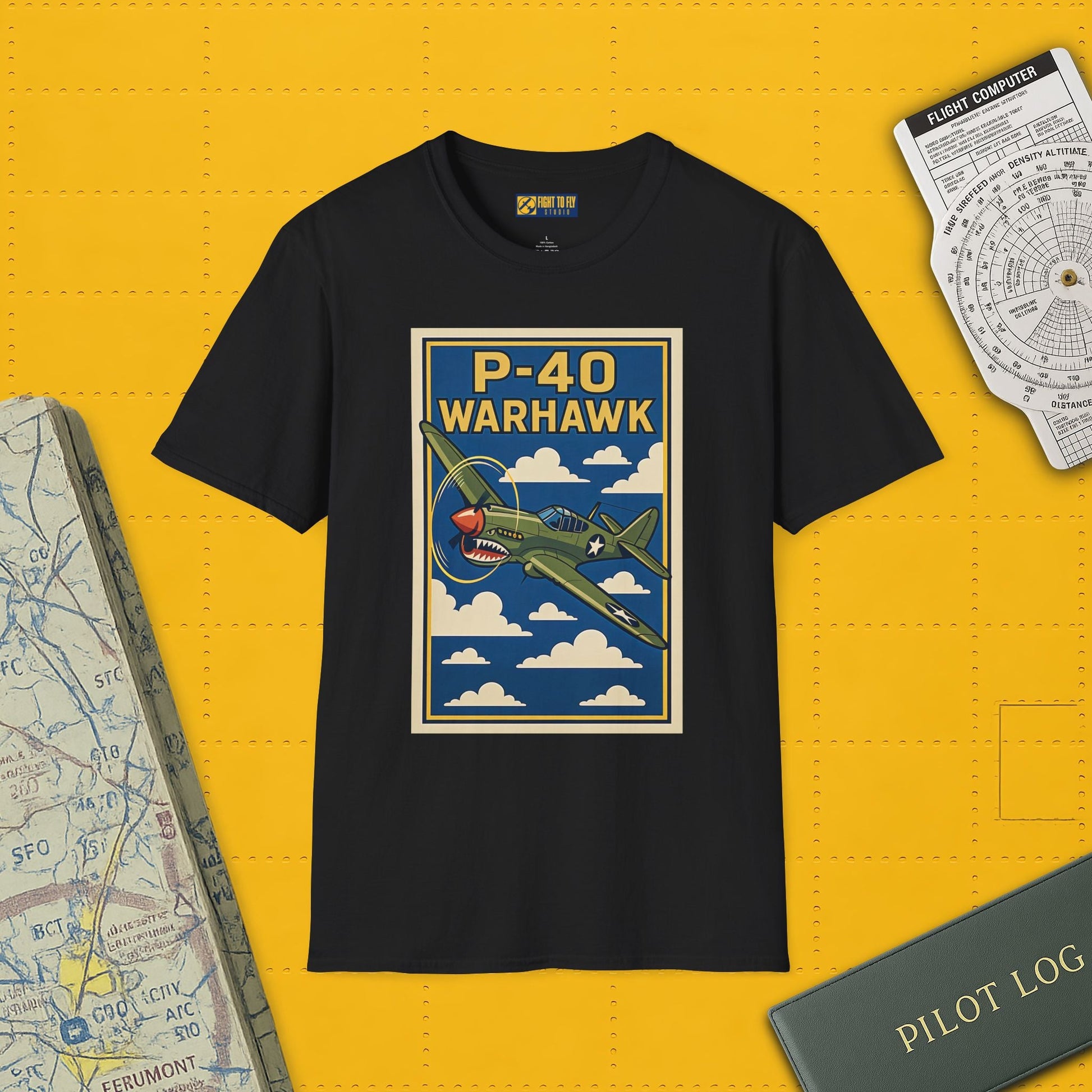 P-40 Premium T-Shirt – Iconic WWII Fighter Full Graphic Aviation Tee - Pilot gifts - warbird t-shirt
