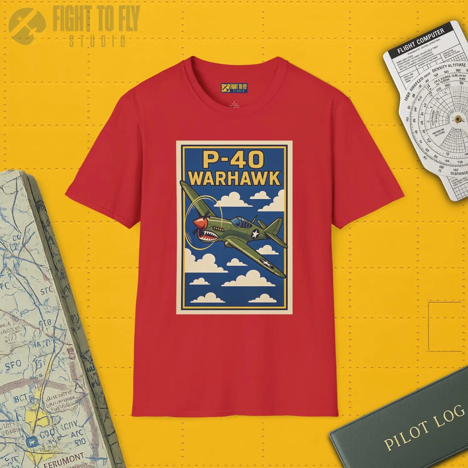 P-40 Premium Full Graphic T-Shirt - Pilot gifts - WWII warbird t-shirt