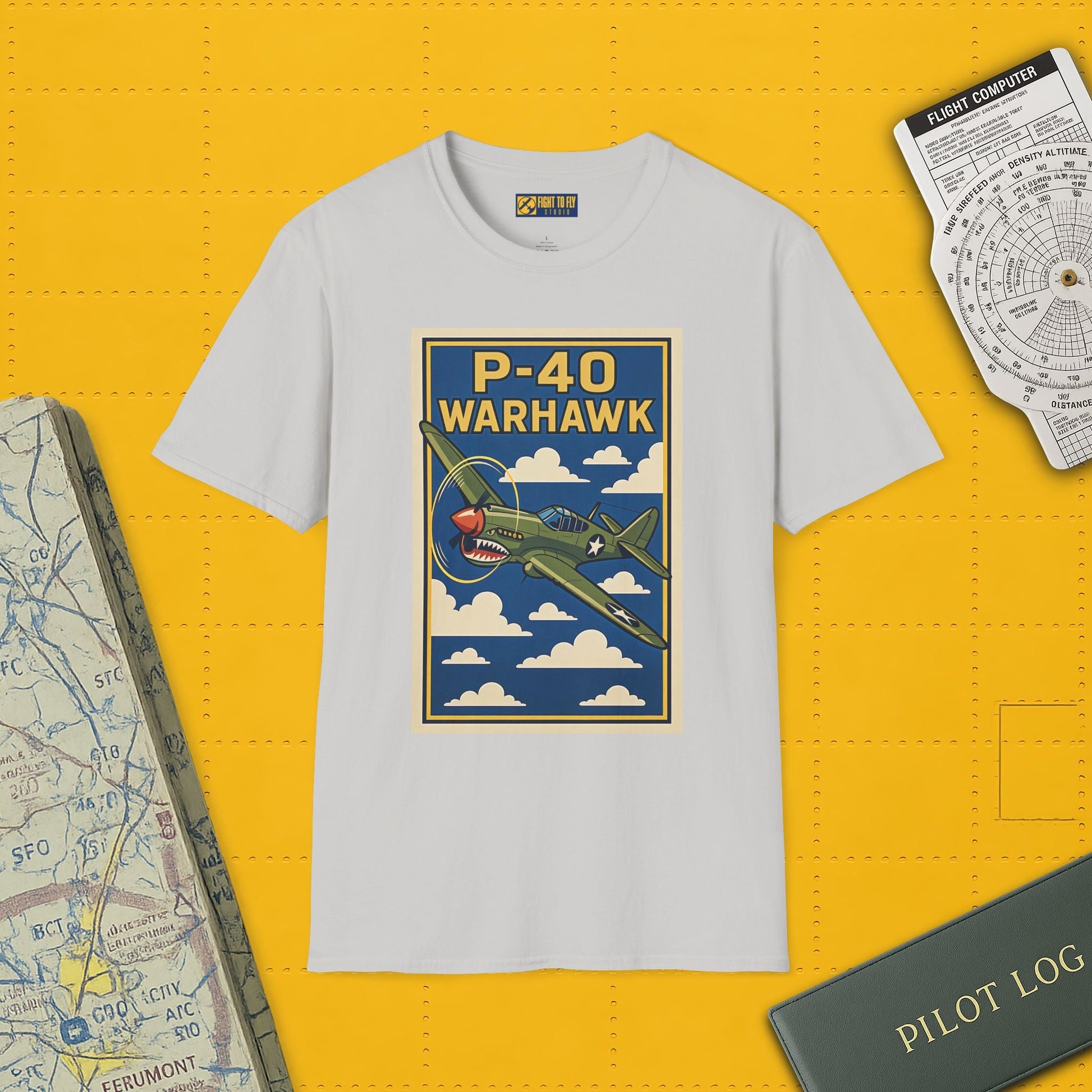 P-40 Premium T-Shirt – Iconic WWII Fighter Full Graphic Aviation Tee - Pilot gifts - warbird t-shirt
