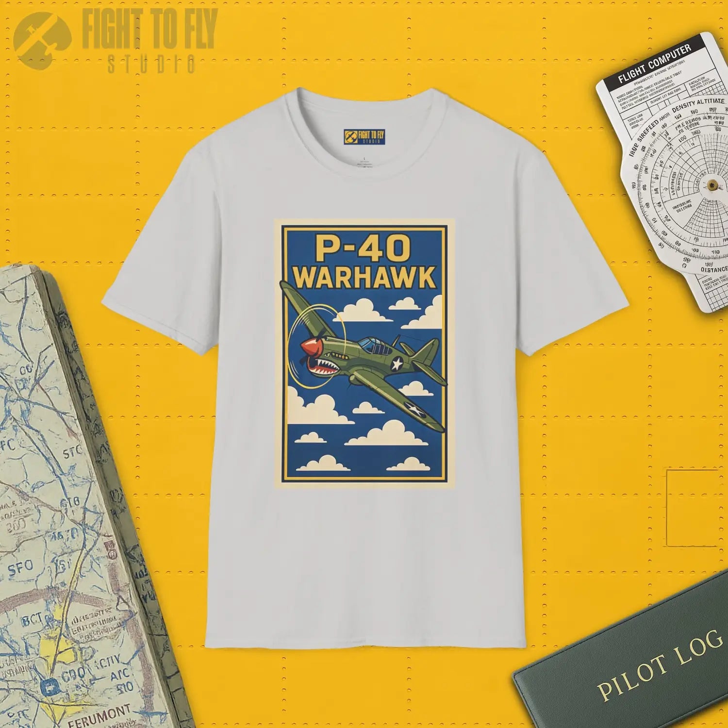 P-40 Premium Full Graphic T-Shirt - Pilot gifts - WWII warbird t-shirt