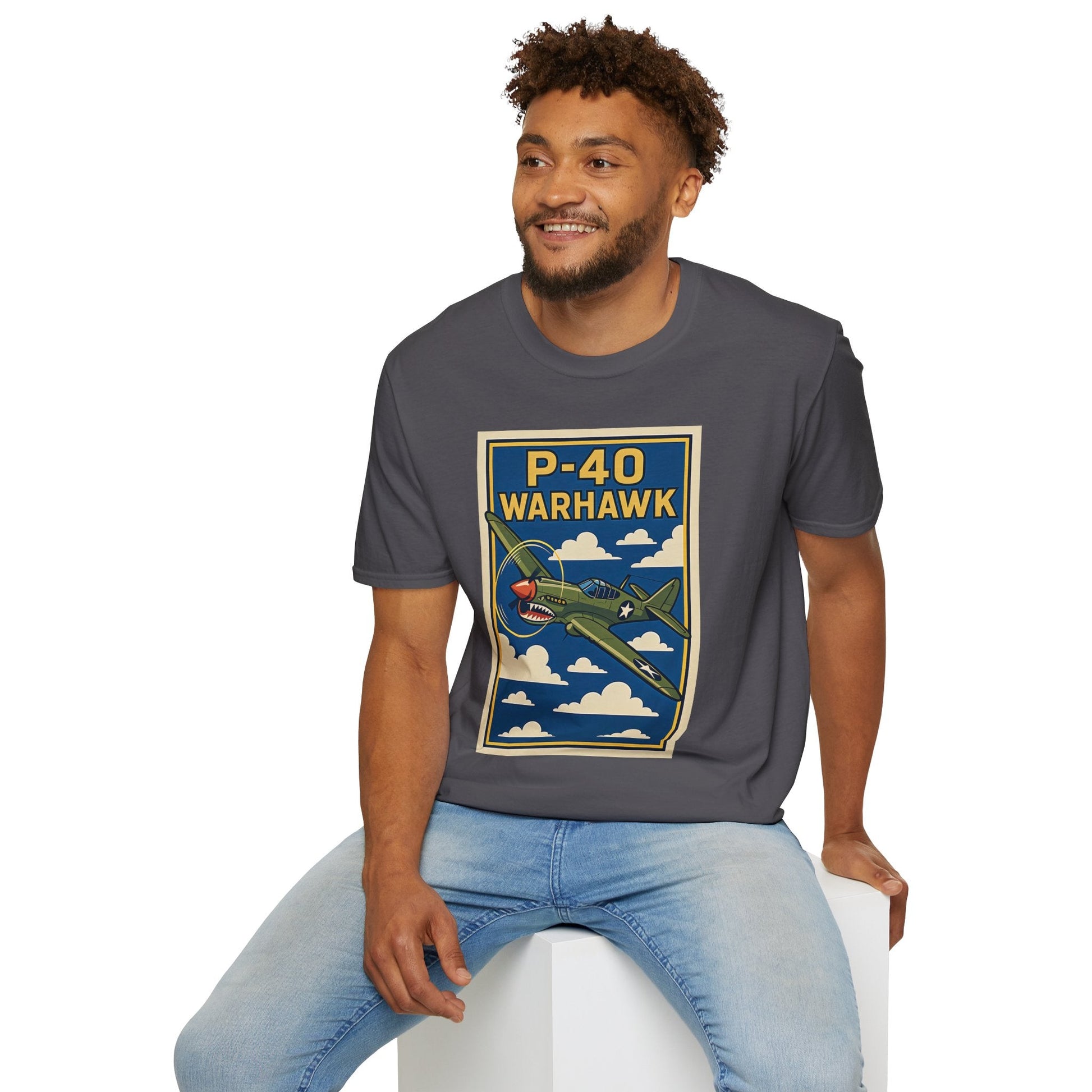 P-40 Premium T-Shirt – Iconic WWII Fighter Full Graphic Aviation Tee - Pilot gifts - warbird t-shirt