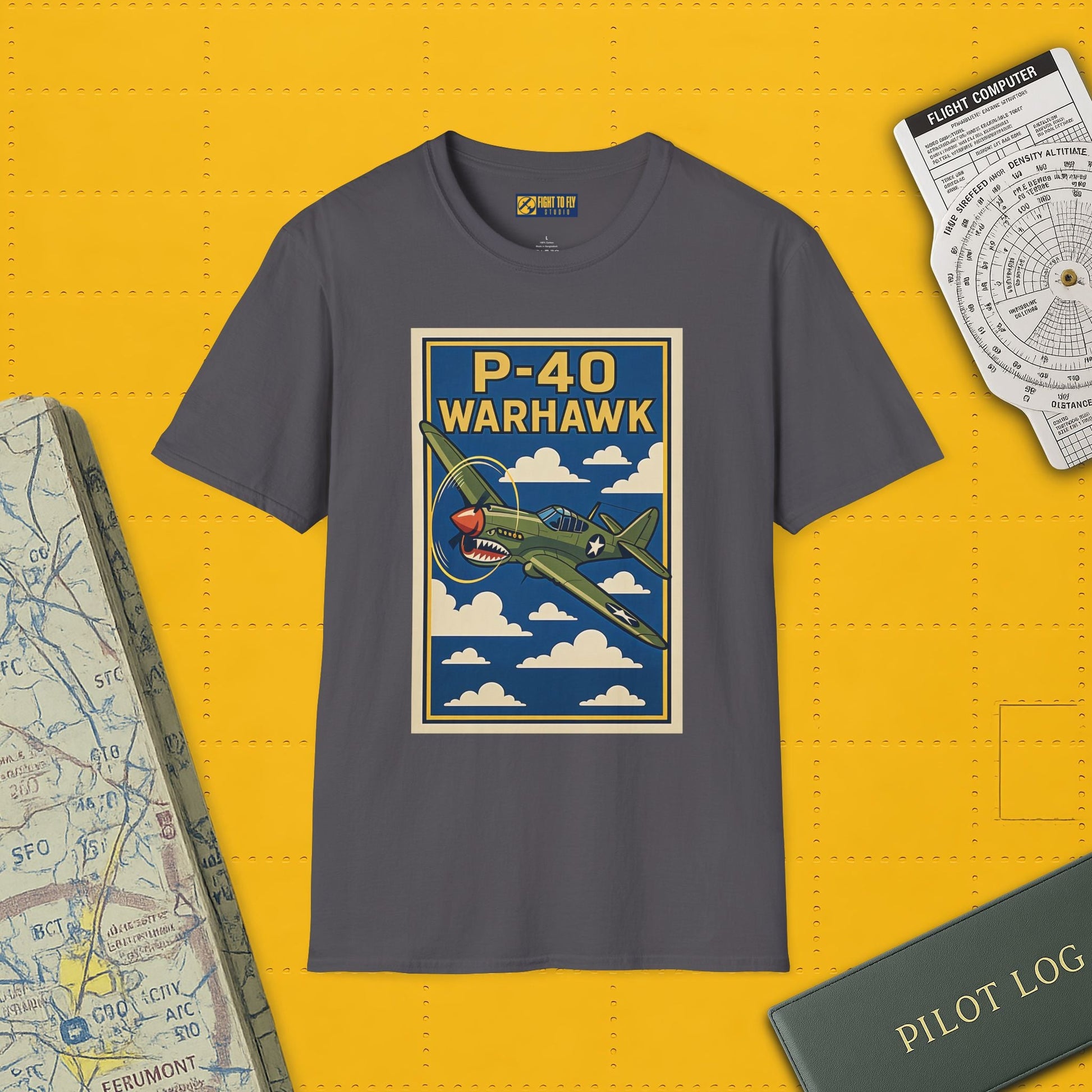 P-40 Premium T-Shirt – Iconic WWII Fighter Full Graphic Aviation Tee - Pilot gifts - warbird t-shirt