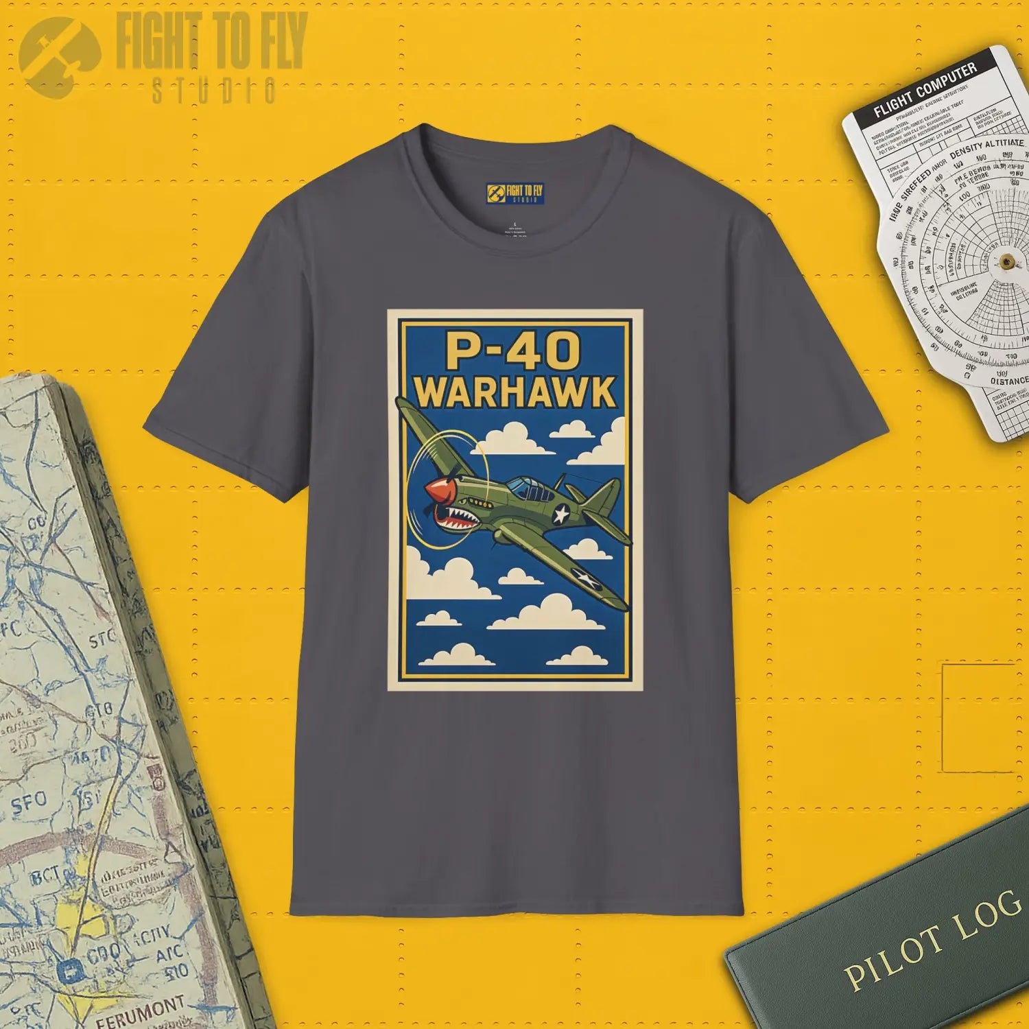 P-40 Premium Full Graphic T-Shirt - Pilot gifts - WWII warbird t-shirt
