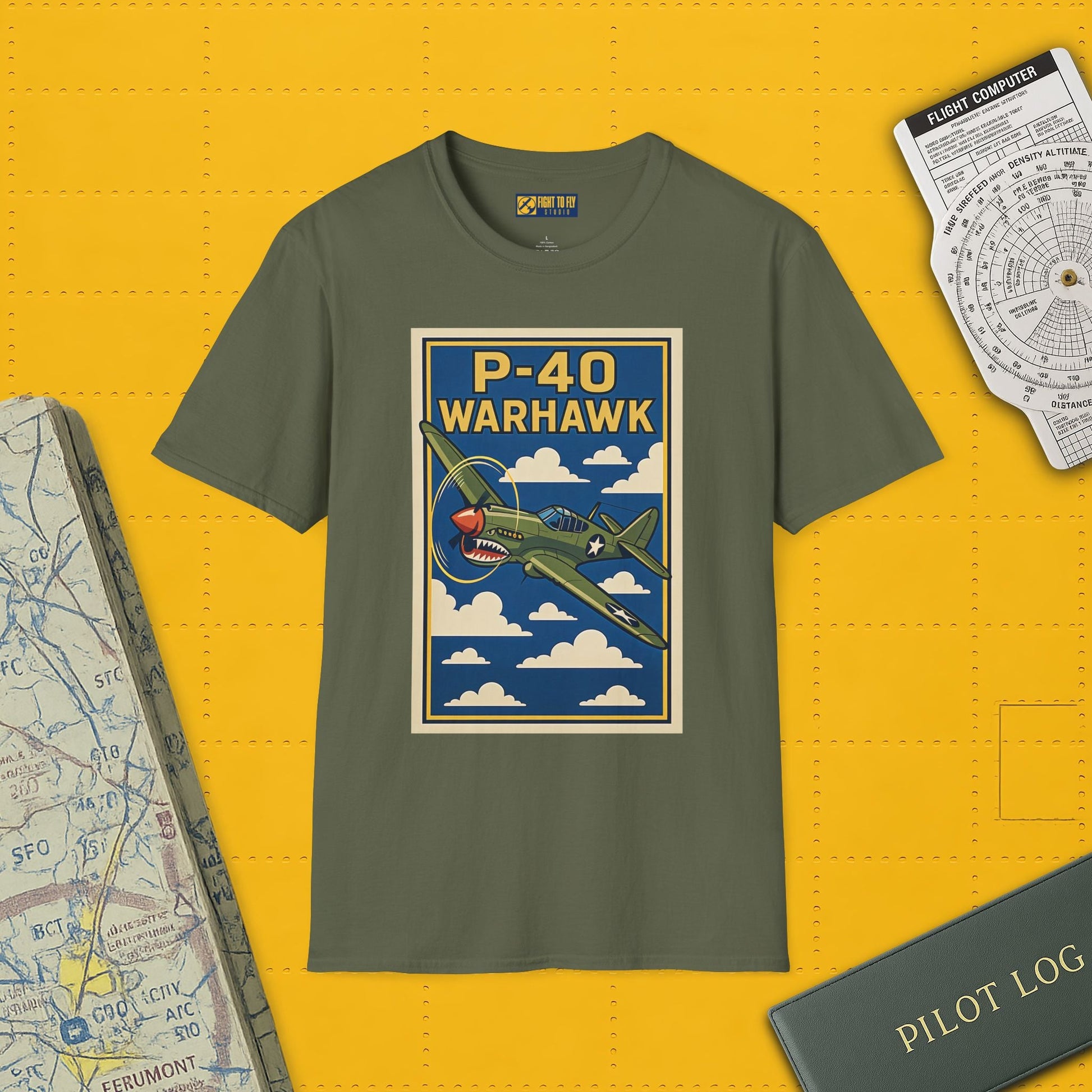 P-40 Premium T-Shirt – Iconic WWII Fighter Full Graphic Aviation Tee - Pilot gifts - warbird t-shirt