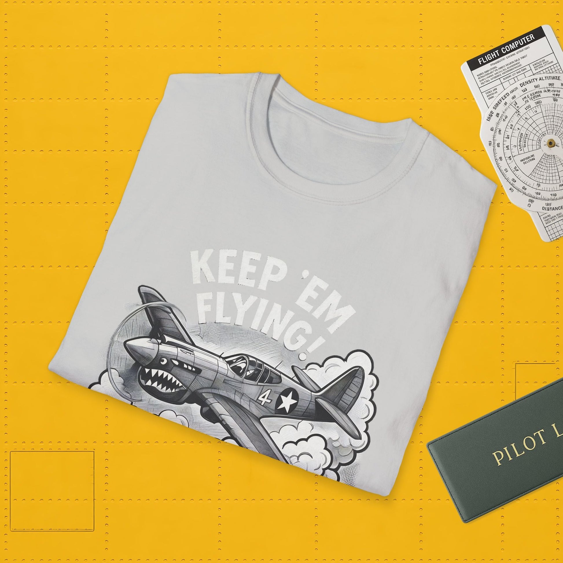 P-40 Premium T-Shirt – “Keep ’Em Flying!” WWII Shark-Mouth Fighter Tee - Pilot gifts - warbird t-shirt
