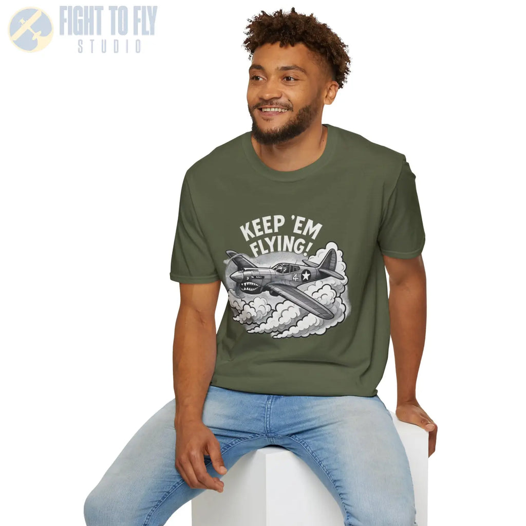 P-40 “Keep ’Em Flying!” - T-Shirt - Pilot gifts - WWII warbird t-shirt