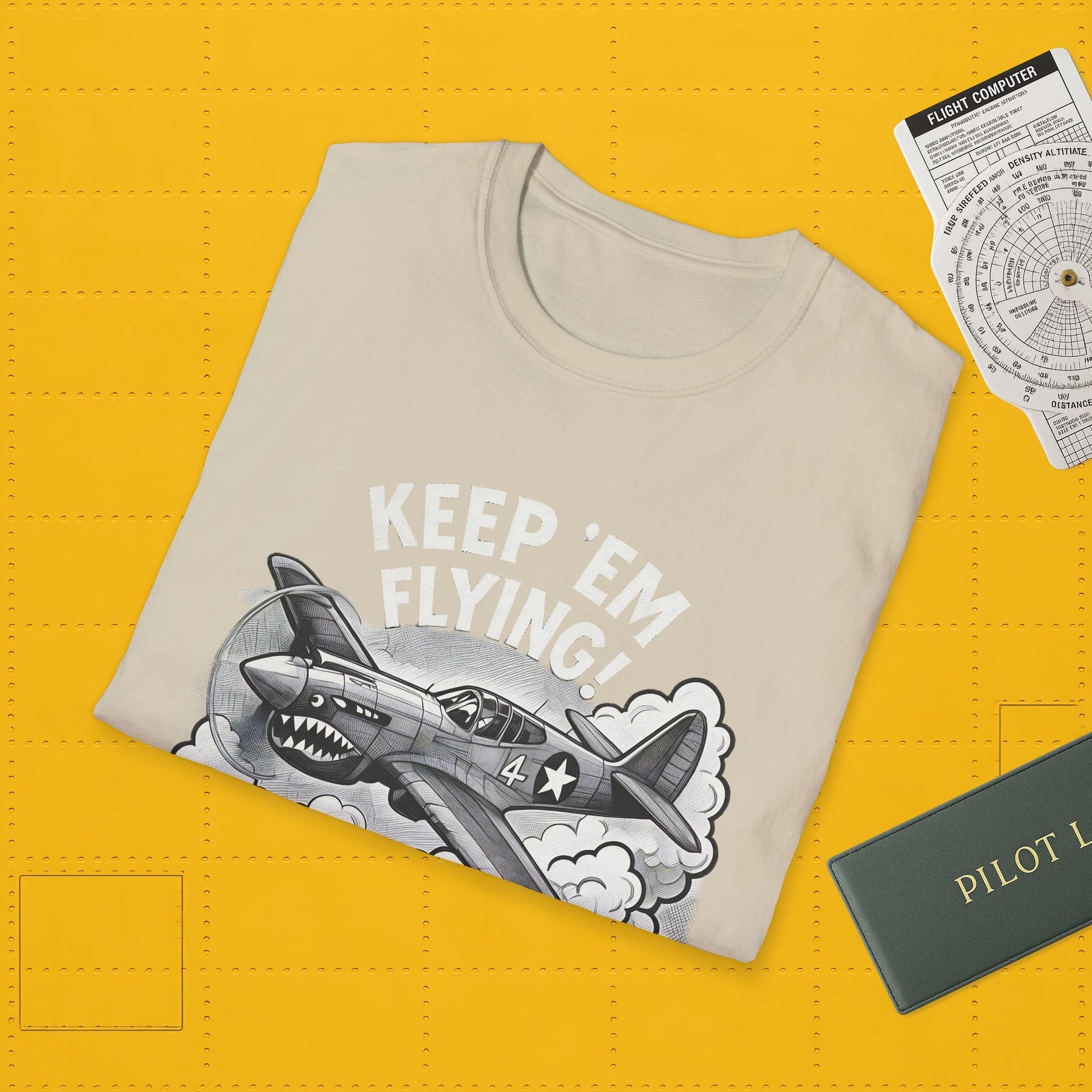P-40 Premium T-Shirt – “Keep ’Em Flying!” WWII Shark-Mouth Fighter Tee - Pilot gifts - warbird t-shirt