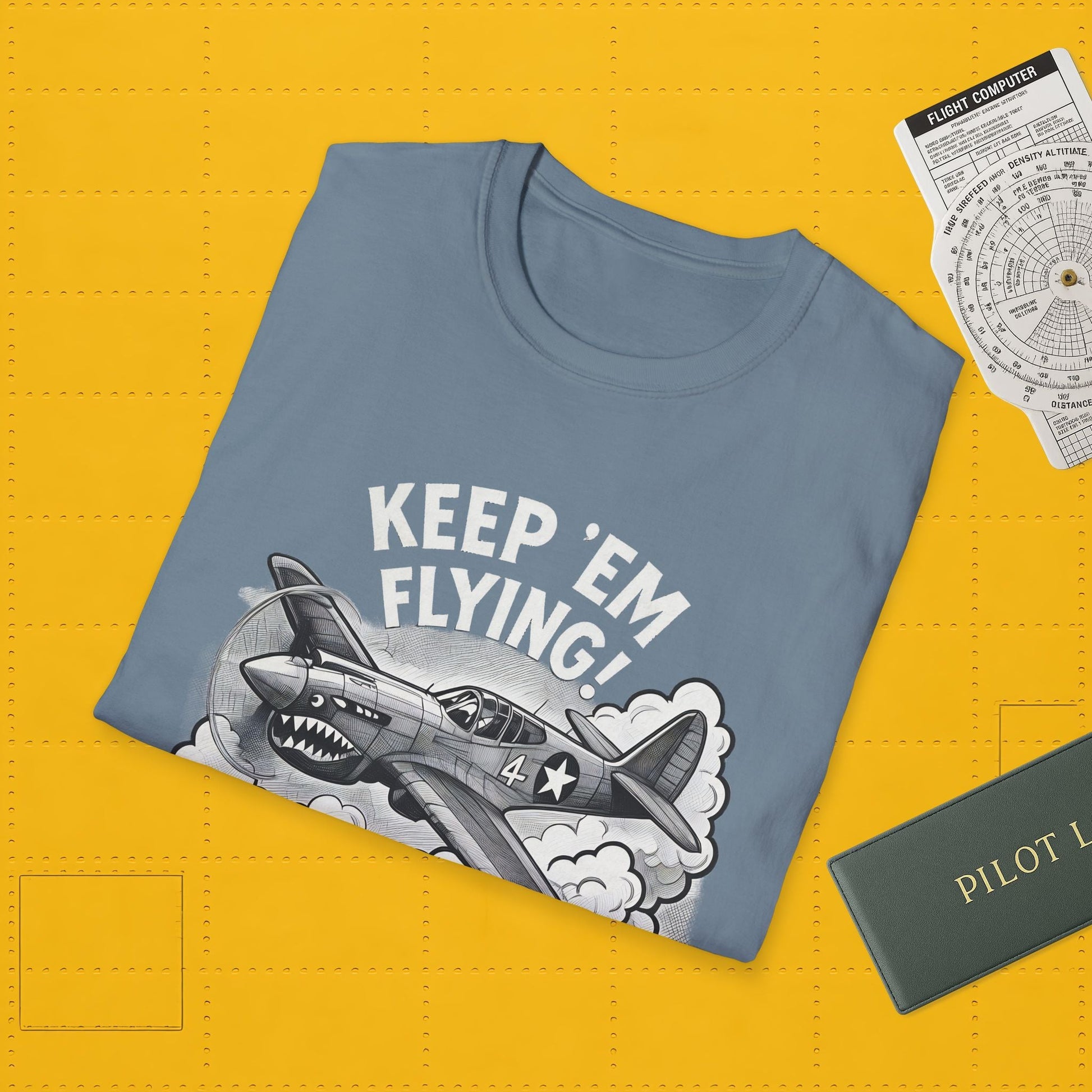 P-40 Premium T-Shirt – “Keep ’Em Flying!” WWII Shark-Mouth Fighter Tee - Pilot gifts - warbird t-shirt