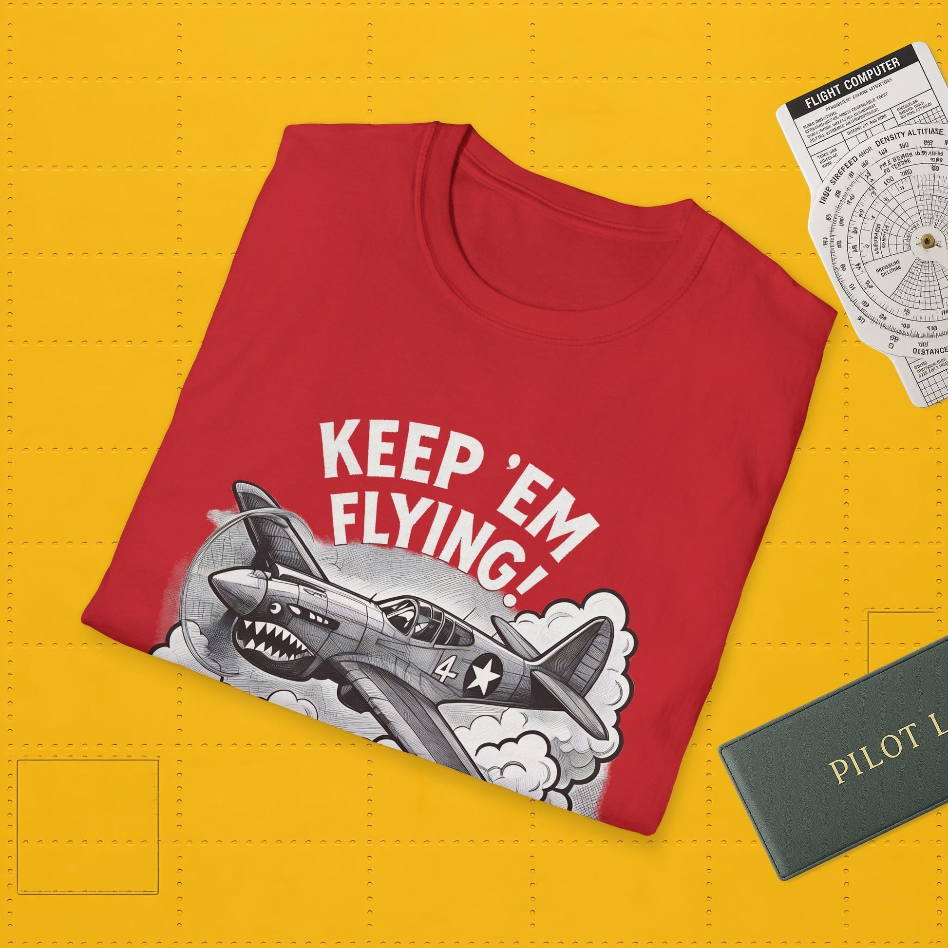 P-40 Premium T-Shirt – “Keep ’Em Flying!” WWII Shark-Mouth Fighter Tee - Pilot gifts - warbird t-shirt