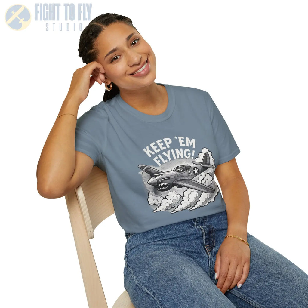 P-40 “Keep ’Em Flying!” - T-Shirt - Pilot gifts - WWII warbird t-shirt