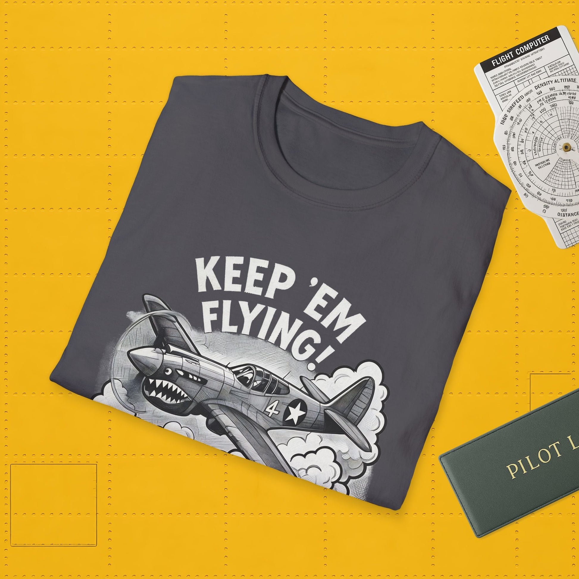 P-40 Premium T-Shirt – “Keep ’Em Flying!” WWII Shark-Mouth Fighter Tee - Pilot gifts - warbird t-shirt
