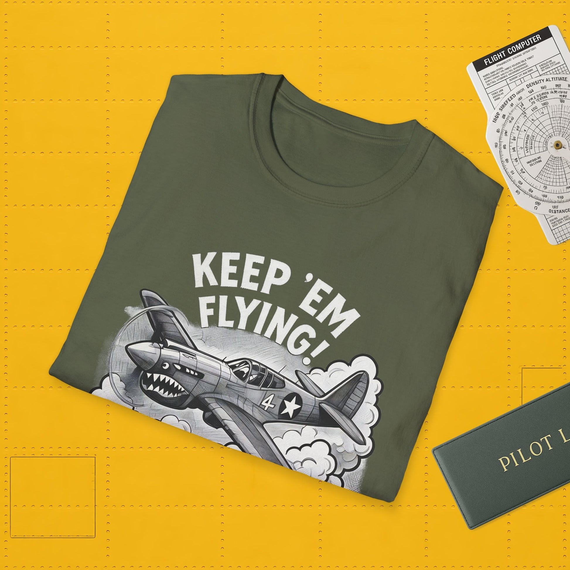 P-40 Premium T-Shirt – “Keep ’Em Flying!” WWII Shark-Mouth Fighter Tee - Pilot gifts - warbird t-shirt