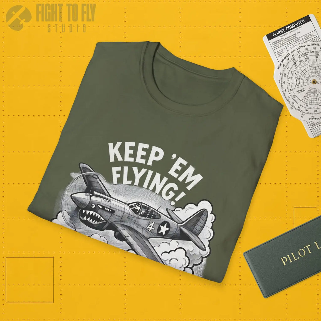 P-40 “Keep ’Em Flying!” - T-Shirt - Pilot gifts - WWII warbird t-shirt