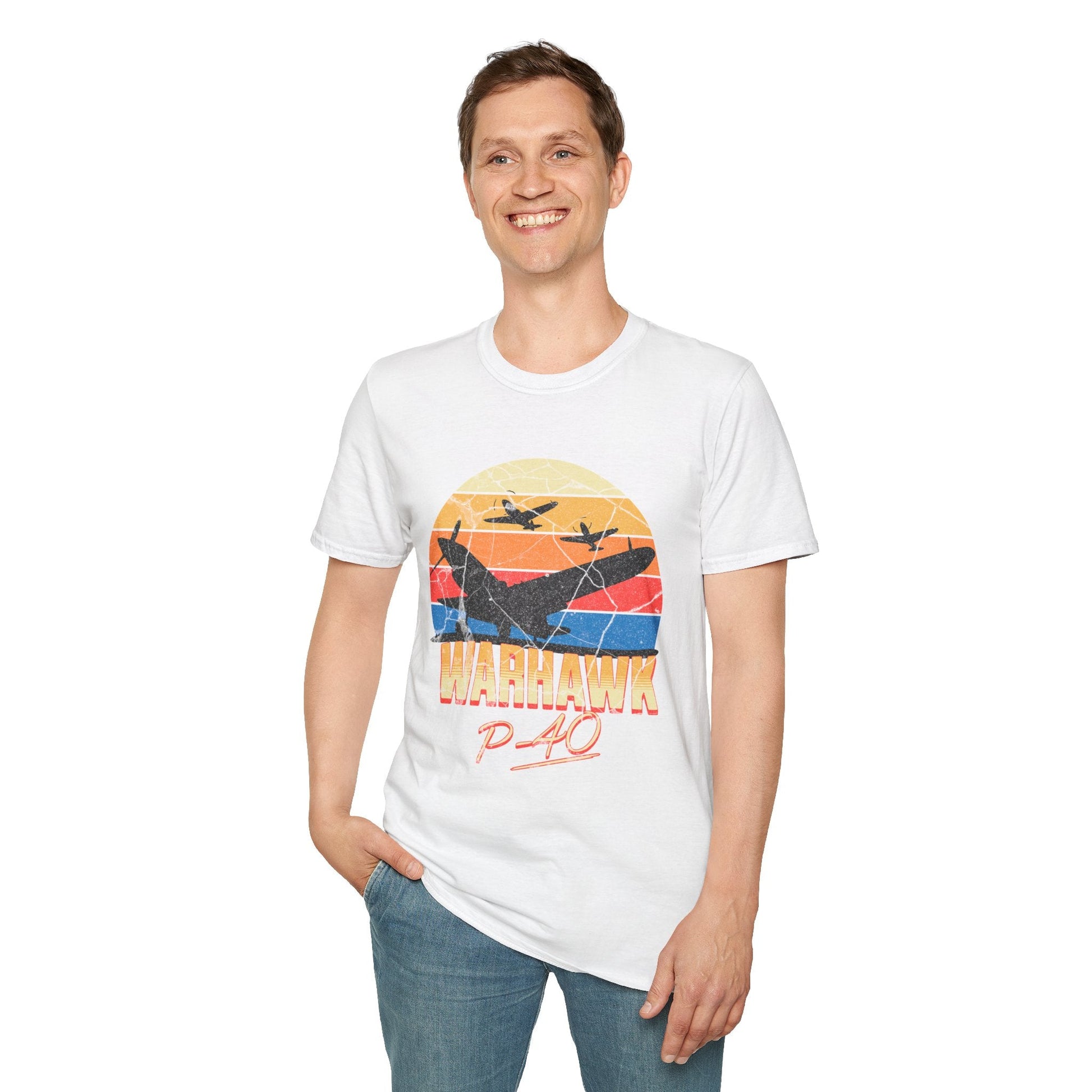 P-40 Warhawk Premium T-Shirt – WWII Fighter Full Graphic Aviation Tee - Pilot gifts - warbird t-shirt