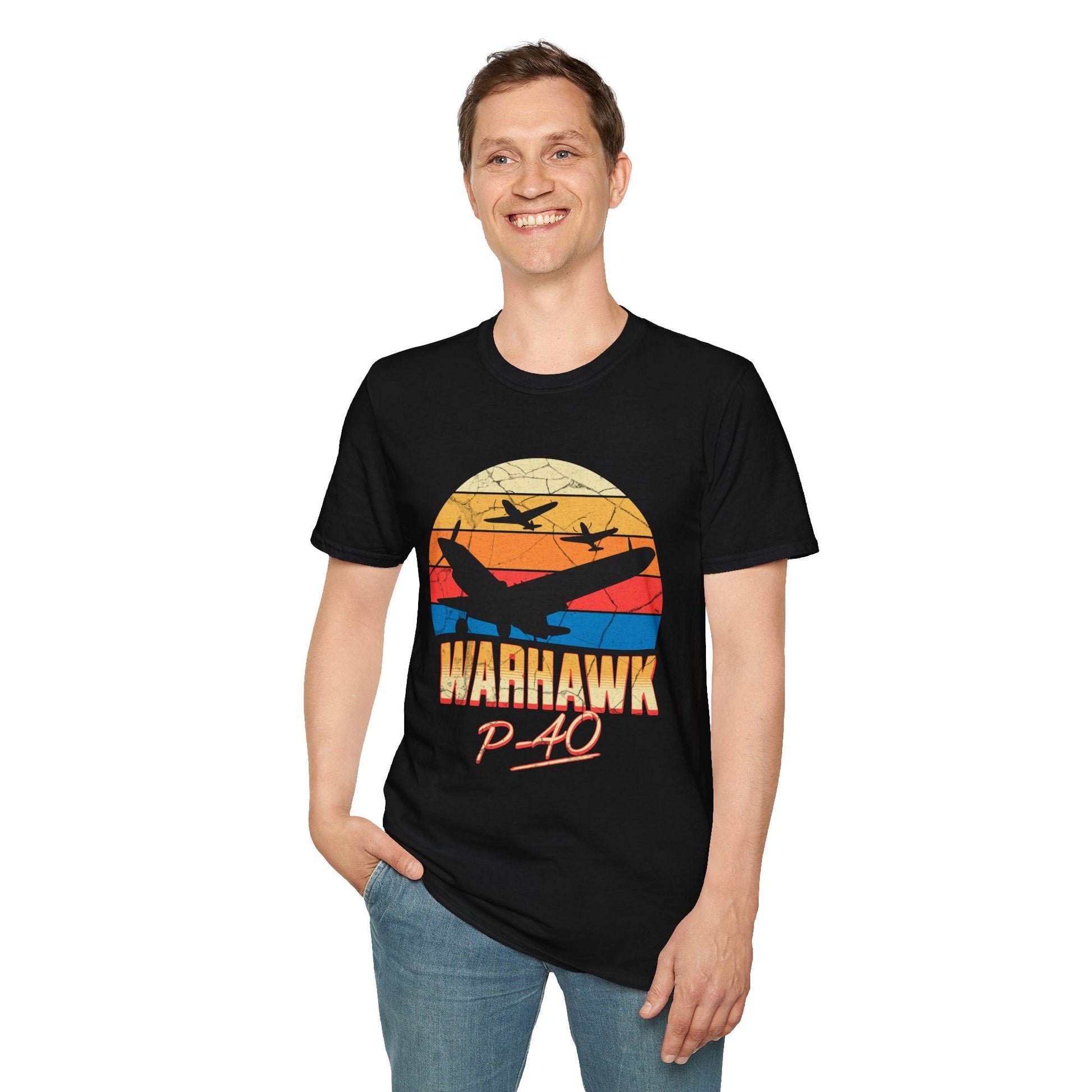 P-40 Warhawk Premium T-Shirt – WWII Fighter Full Graphic Aviation Tee - Pilot gifts - warbird t-shirt