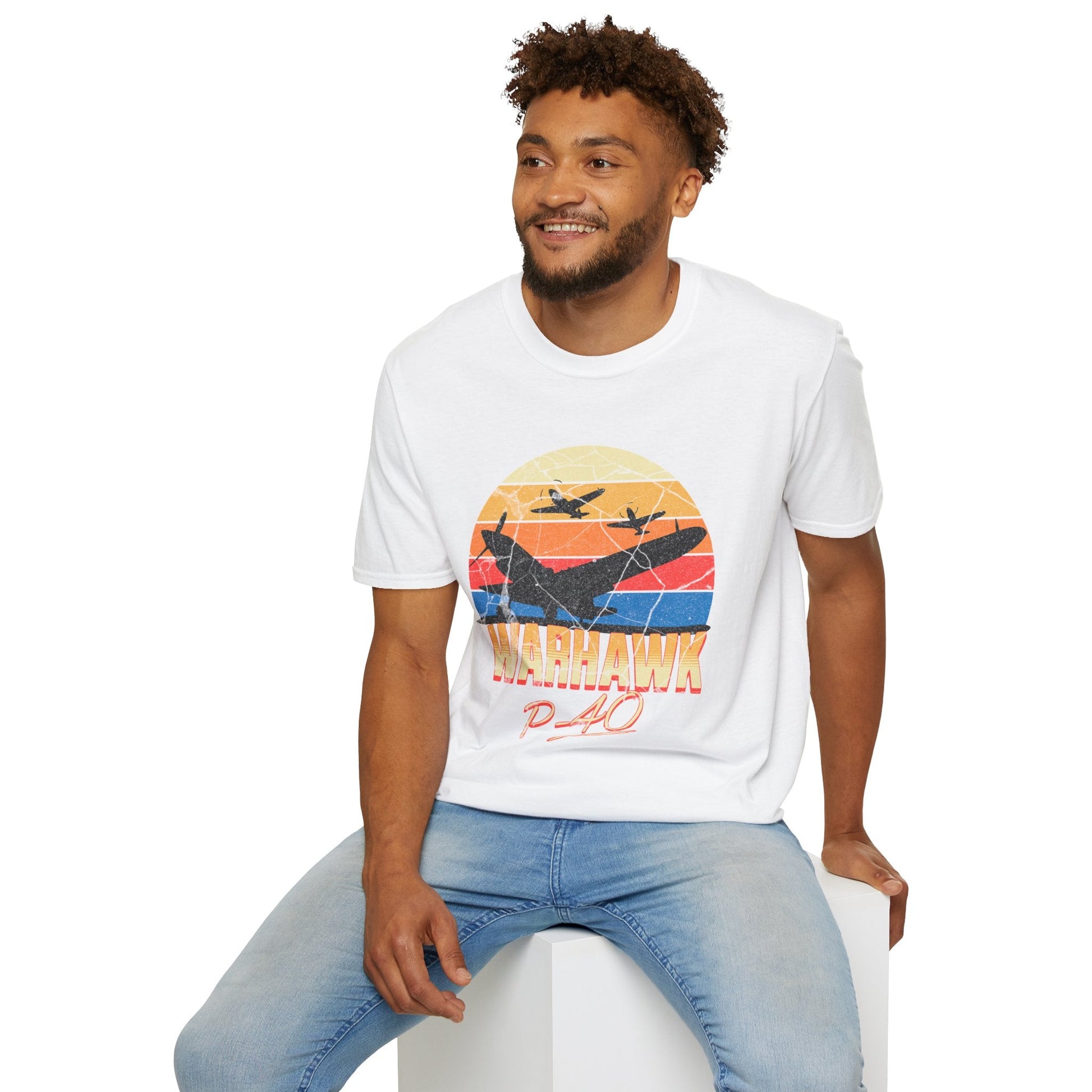 P-40 Warhawk Premium T-Shirt – WWII Fighter Full Graphic Aviation Tee - Pilot gifts - warbird t-shirt