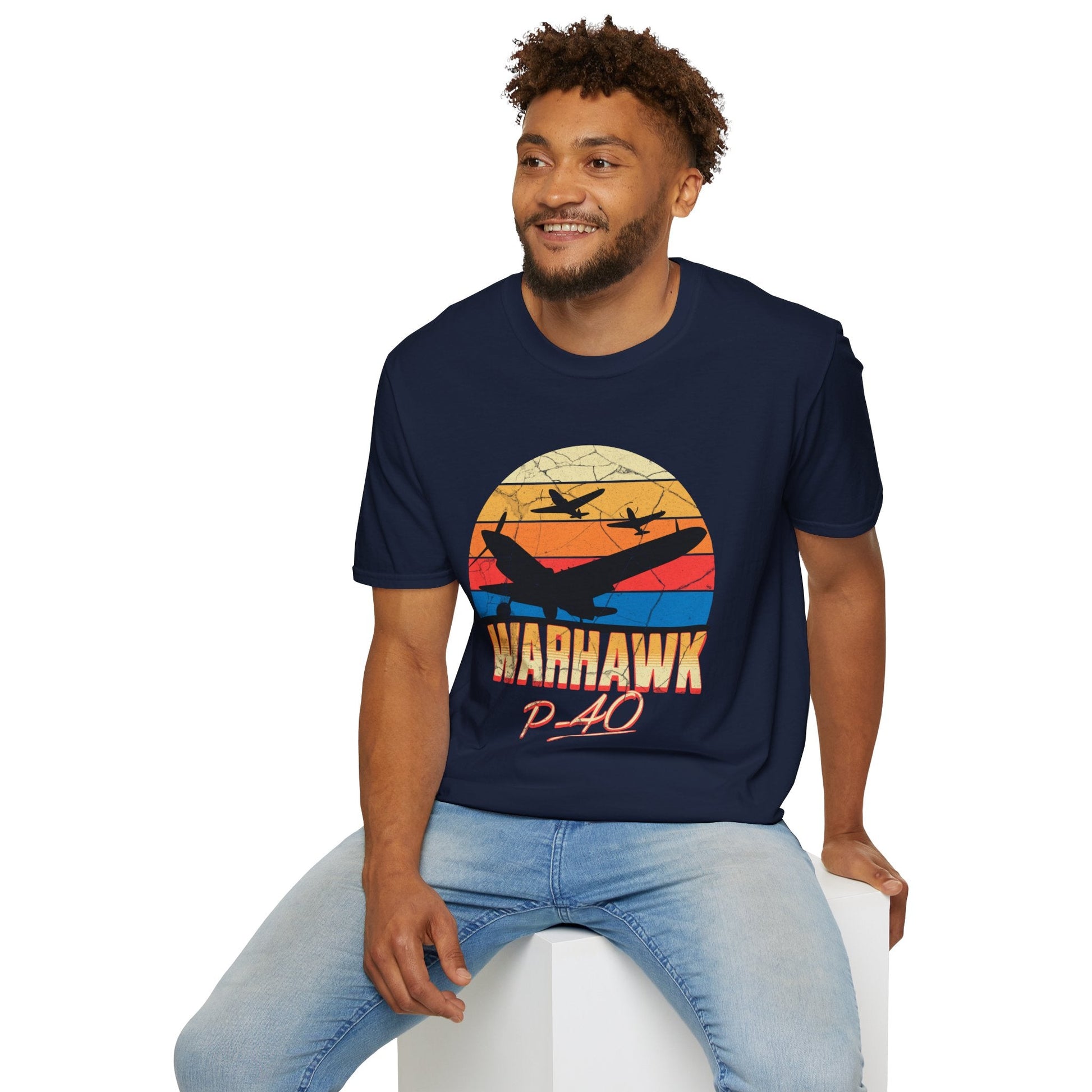P-40 Warhawk Premium T-Shirt – WWII Fighter Full Graphic Aviation Tee - Pilot gifts - warbird t-shirt