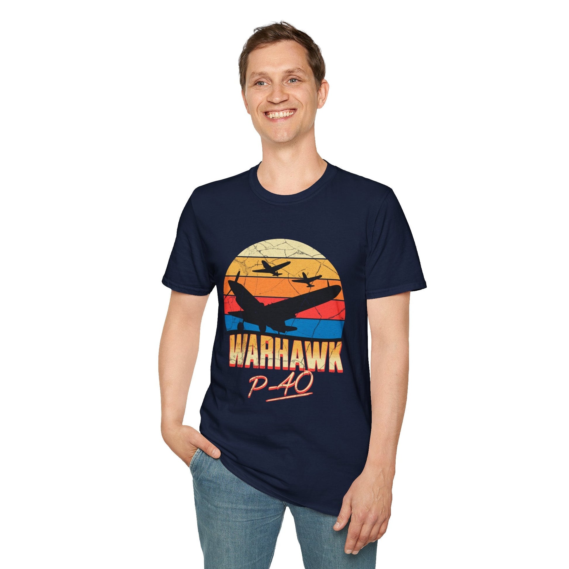 P-40 Warhawk Premium T-Shirt – WWII Fighter Full Graphic Aviation Tee - Pilot gifts - warbird t-shirt