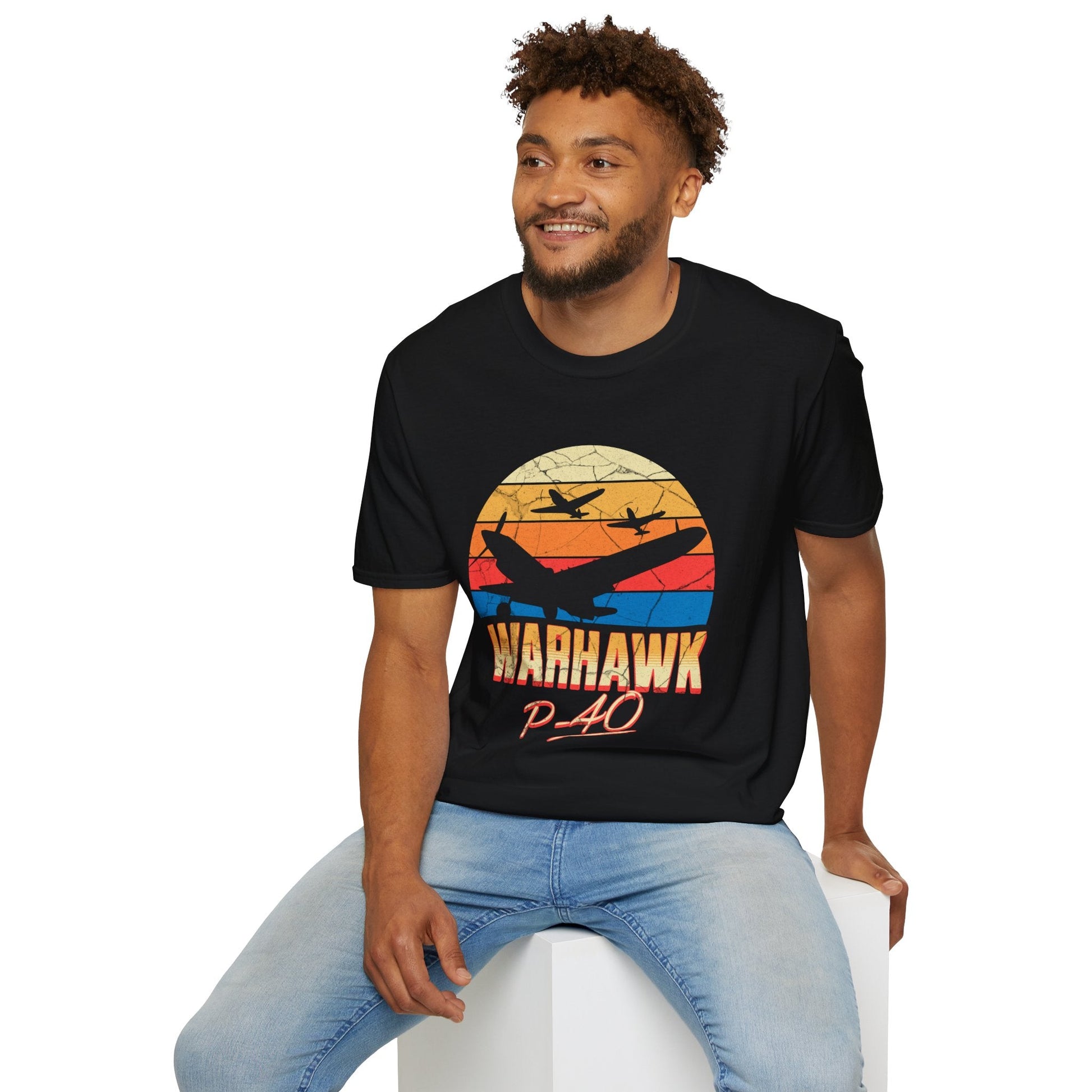 P-40 Warhawk Premium T-Shirt – WWII Fighter Full Graphic Aviation Tee - Pilot gifts - warbird t-shirt