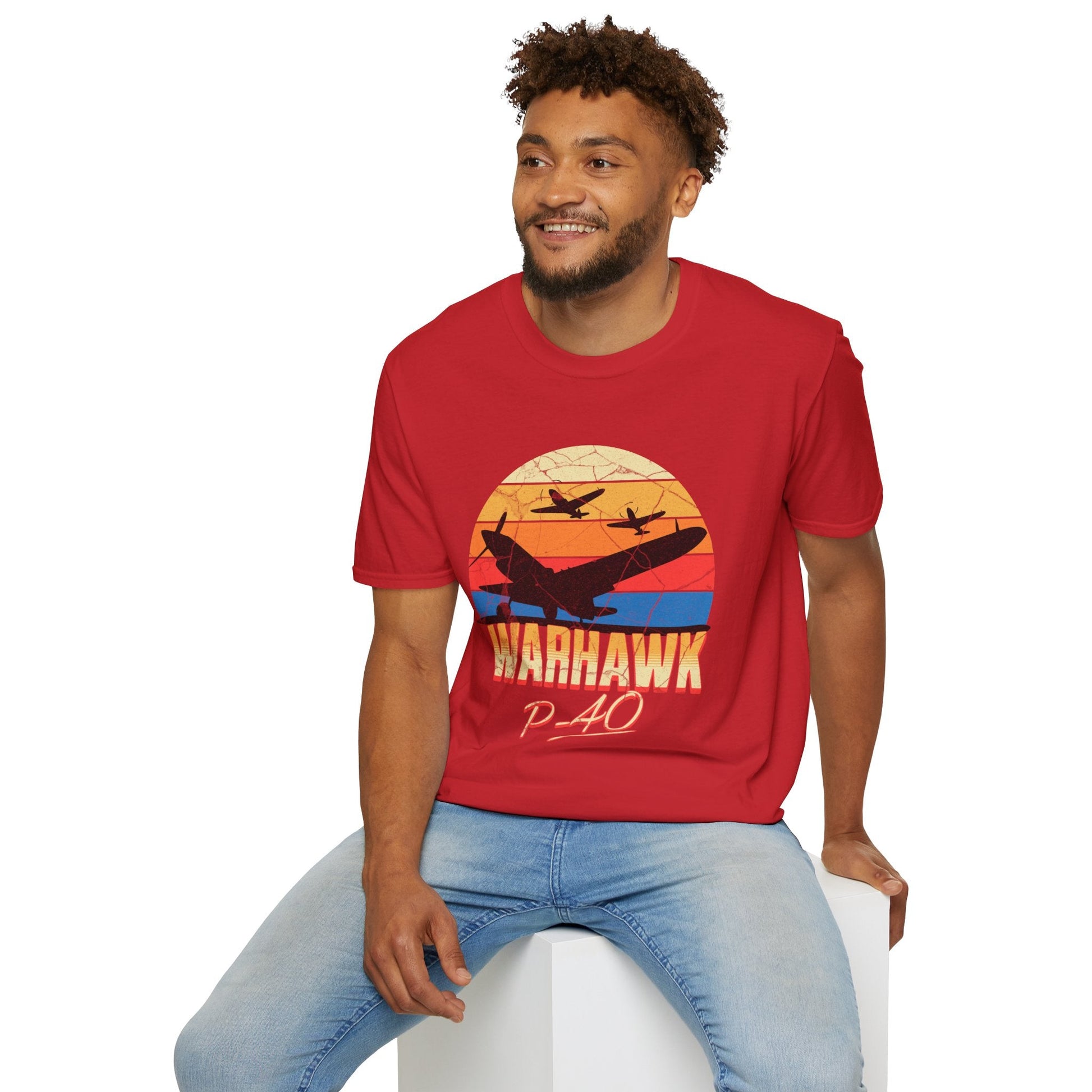 P-40 Warhawk Premium T-Shirt – WWII Fighter Full Graphic Aviation Tee - Pilot gifts - warbird t-shirt