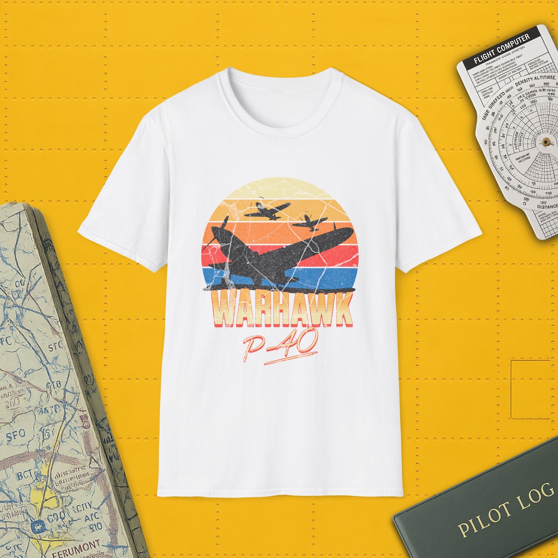 P-40 Warhawk Premium T-Shirt – WWII Fighter Full Graphic Aviation Tee - Pilot gifts - warbird t-shirt
