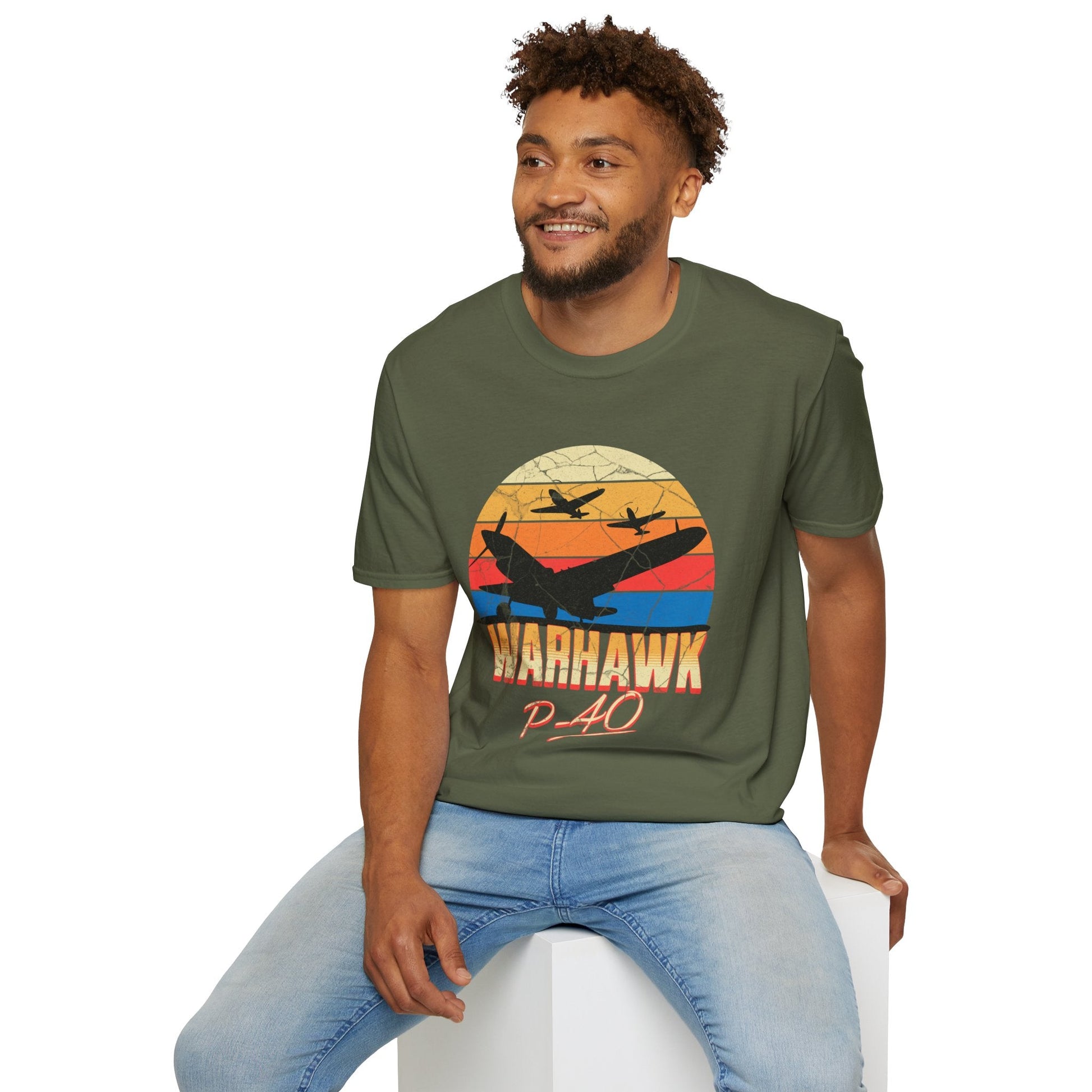 P-40 Warhawk Premium T-Shirt – WWII Fighter Full Graphic Aviation Tee - Pilot gifts - warbird t-shirt