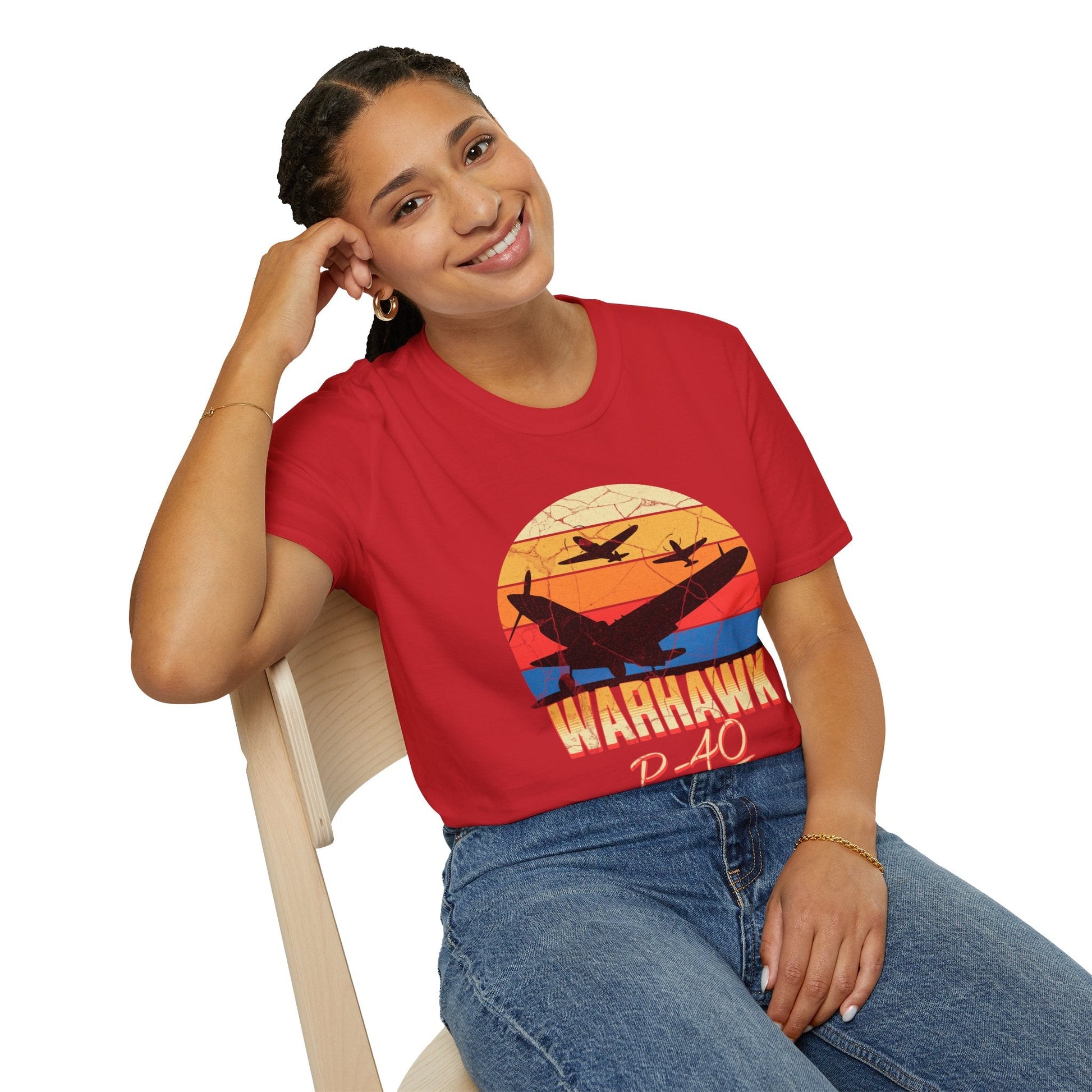 P-40 Warhawk Premium T-Shirt – WWII Fighter Full Graphic Aviation Tee - Pilot gifts - warbird t-shirt