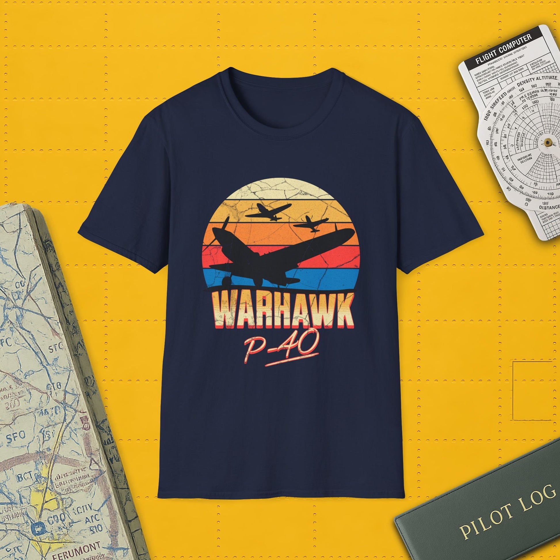 P-40 Warhawk Premium T-Shirt – WWII Fighter Full Graphic Aviation Tee - Pilot gifts - warbird t-shirt