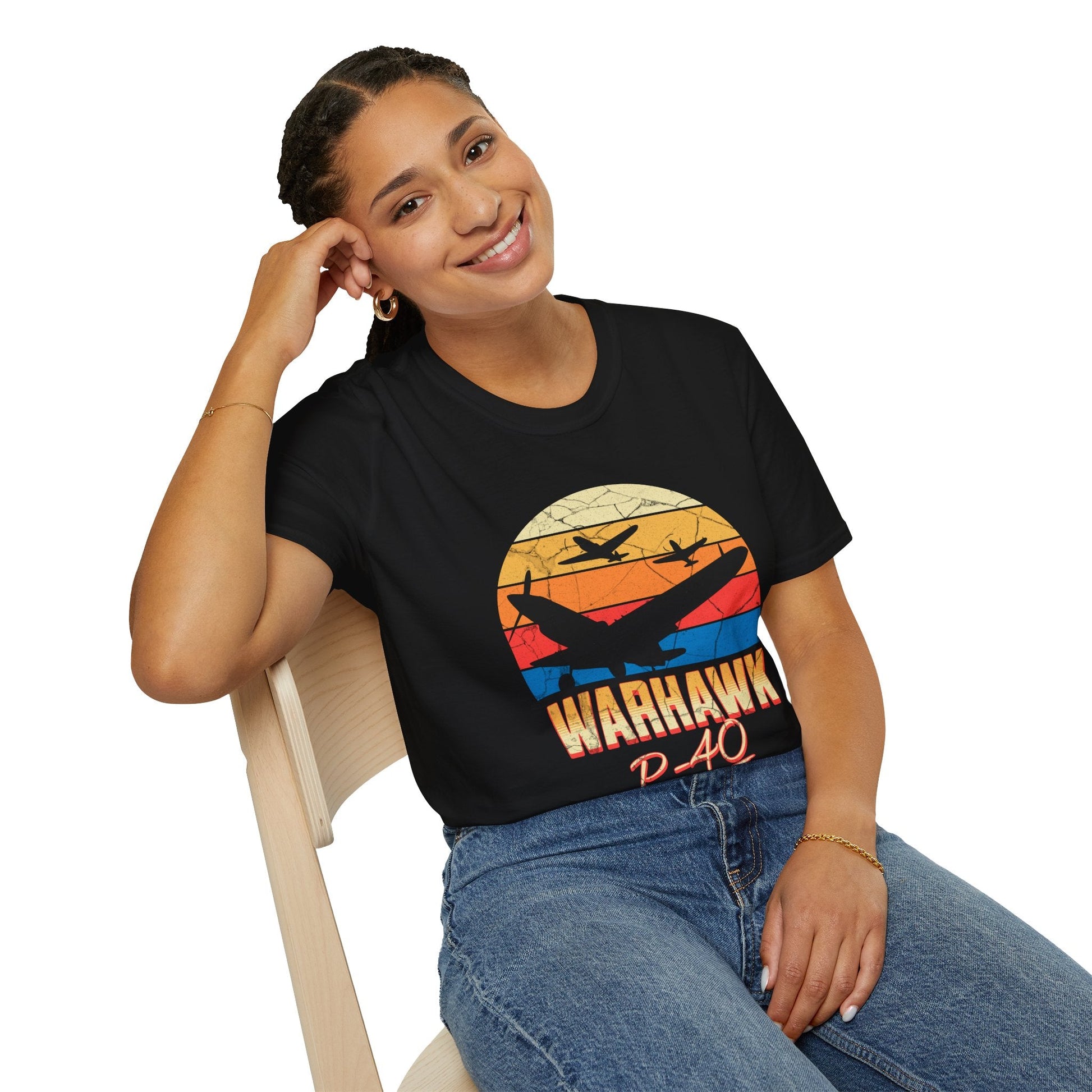 P-40 Warhawk Premium T-Shirt – WWII Fighter Full Graphic Aviation Tee - Pilot gifts - warbird t-shirt