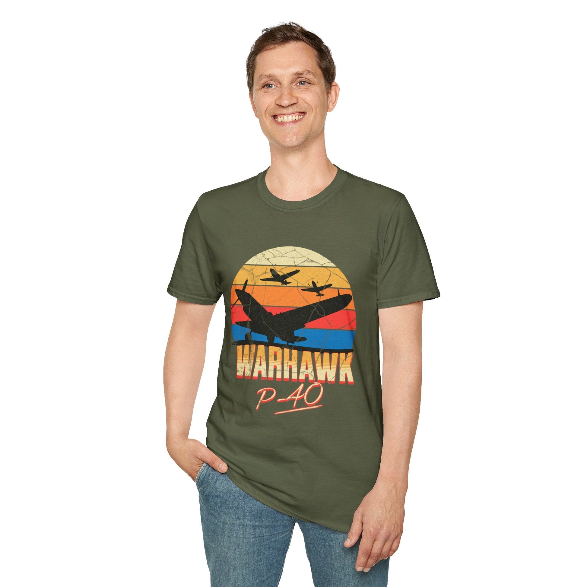 P-40 Warhawk Premium T-Shirt – WWII Fighter Full Graphic Aviation Tee - Pilot gifts - warbird t-shirt