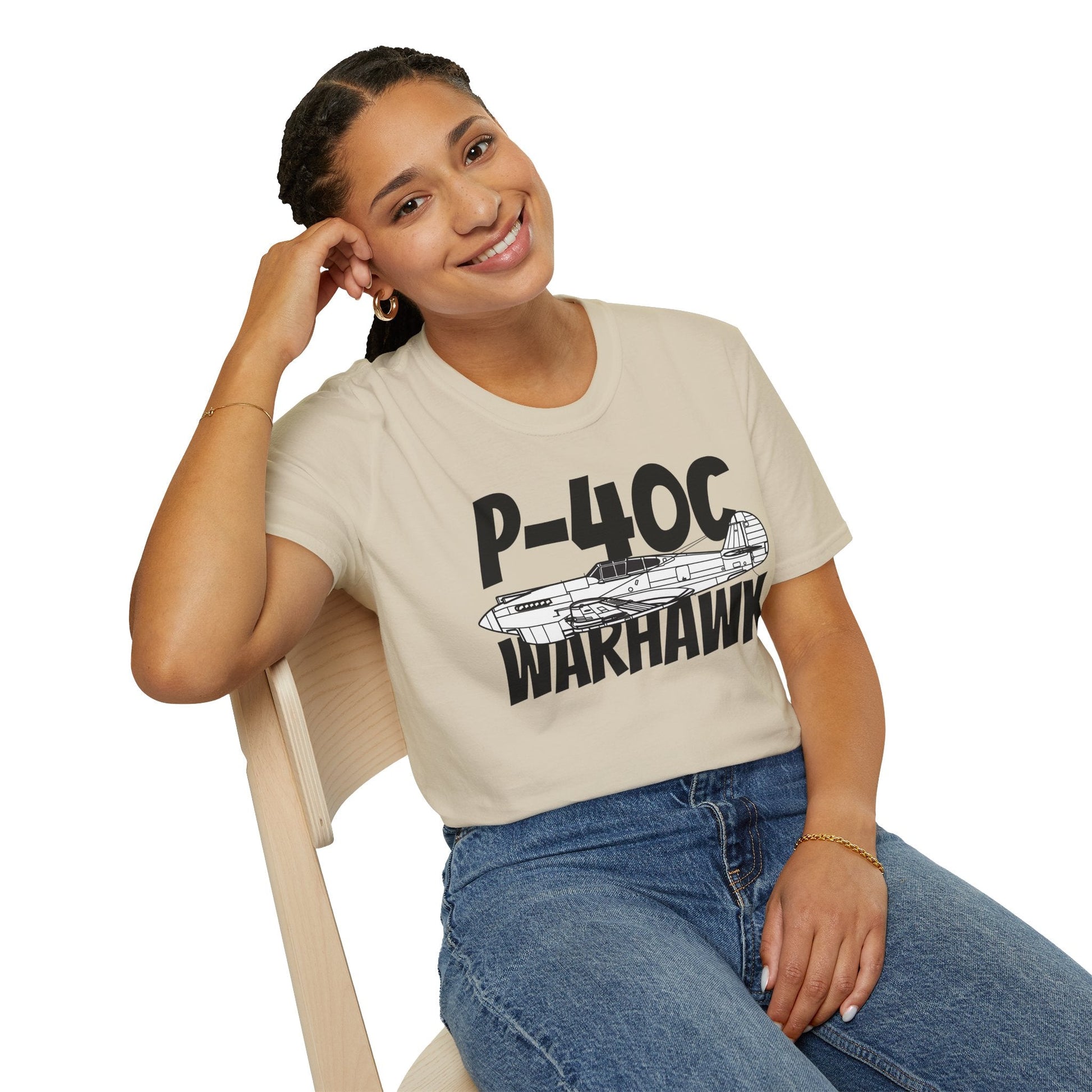 P-40C Warhawk Side Profile T-Shirt – Early WWII Fighter Aircraft Tee - Gifts for pilots - Aviation apparel