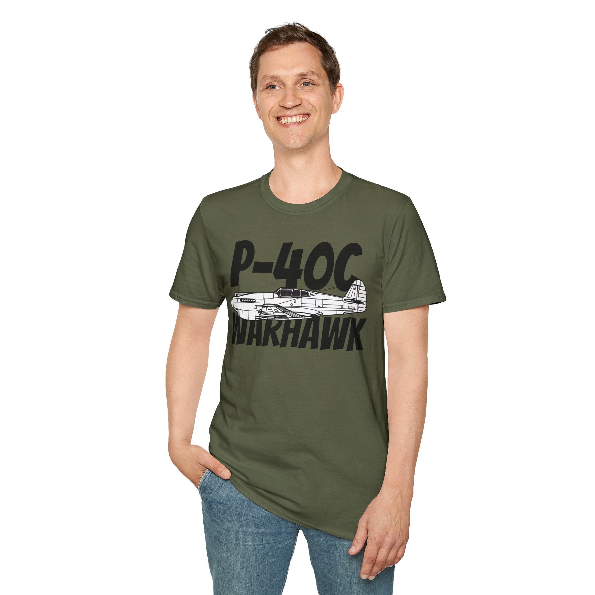 P-40C Warhawk Side Profile T-Shirt – Early WWII Fighter Aircraft Tee - Gifts for pilots - Aviation apparel