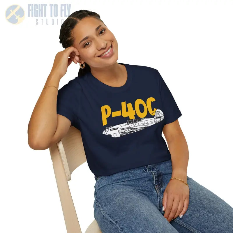 P-40C Warhawk Side Profile T-Shirt – Early WWII Fighter Aircraft Tee - Pilot gifts - warbird t-shirt