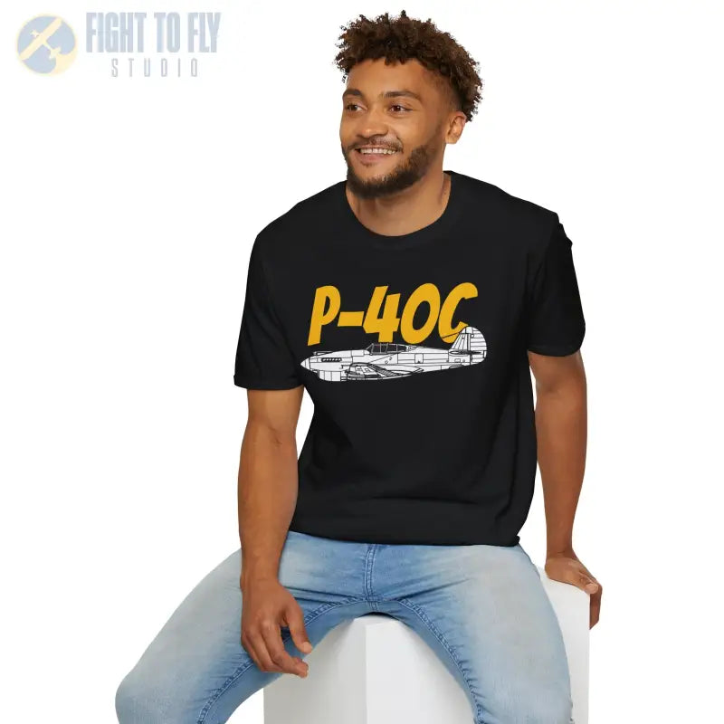 P-40C Warhawk Side Profile T-Shirt – Early WWII Fighter Aircraft Tee - Pilot gifts - warbird t-shirt