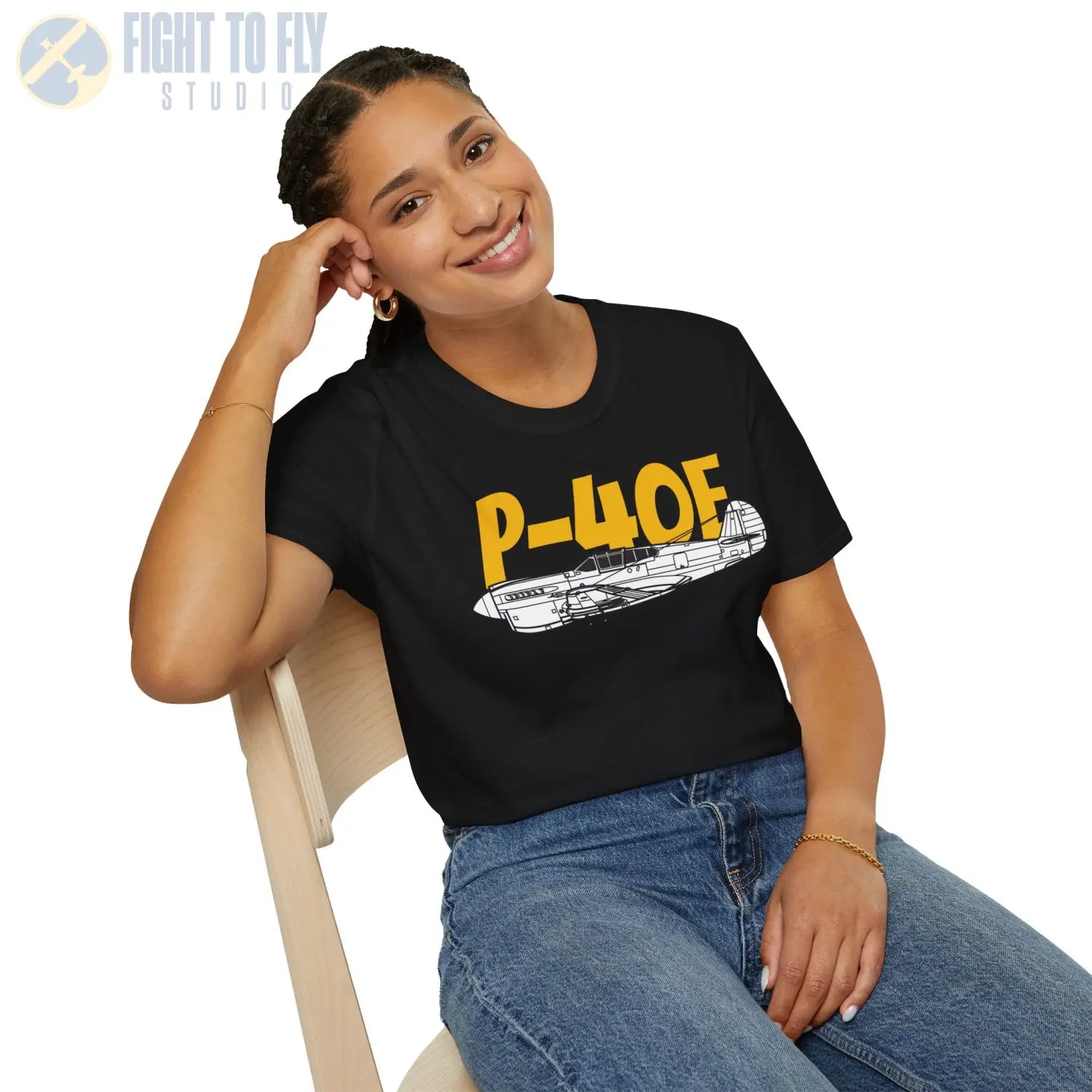 P-40E Side Profile T-Shirt - Pilot gifts - WWII warbird t-shirt