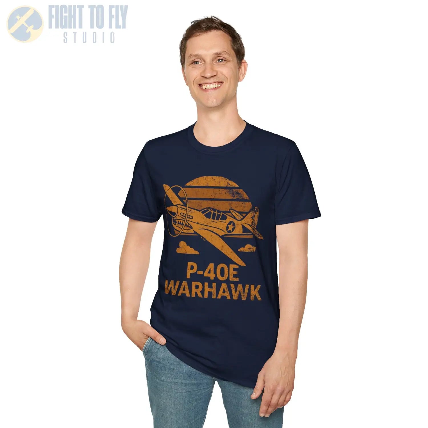 P-40E Warhawk “Retro Heritage” WWII T-Shirt - Pilot gifts - warbird t-shirt