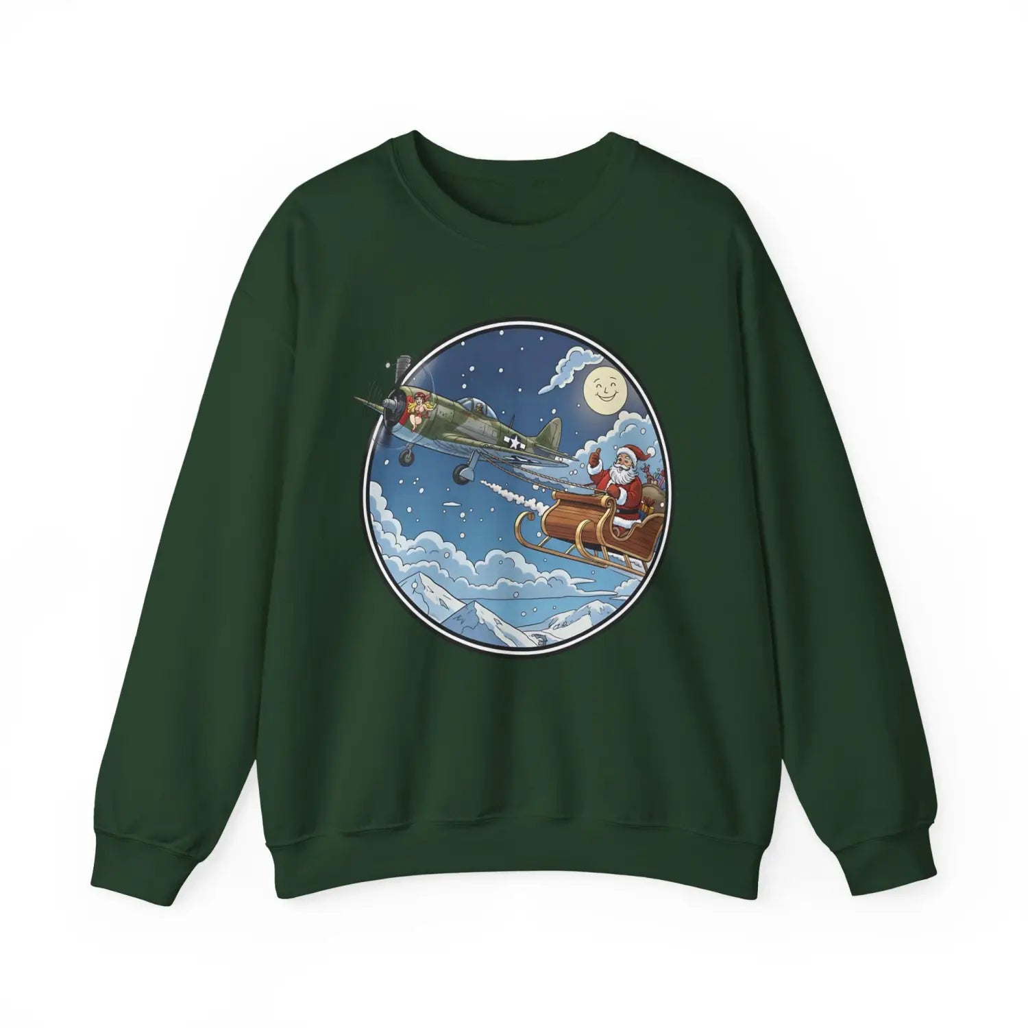 P-47 Pulling Santa’s Sleigh – Holiday Sweater - Sweatshirt - Pilot gifts - WWII warbird t-shirt