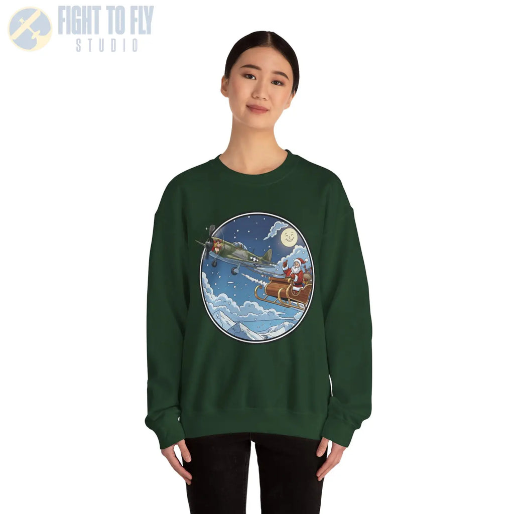 P-47 Pulling Santa’s Sleigh – Holiday Sweater - Sweatshirt - Pilot gifts - WWII warbird t-shirt