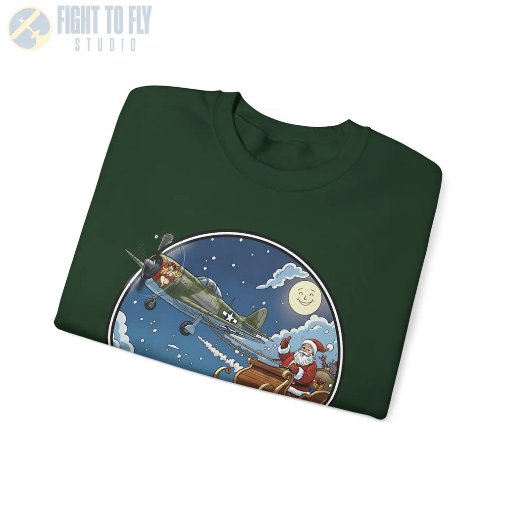 P-47 Pulling Santa’s Sleigh – Holiday Sweater - Sweatshirt - Pilot gifts - WWII warbird t-shirt