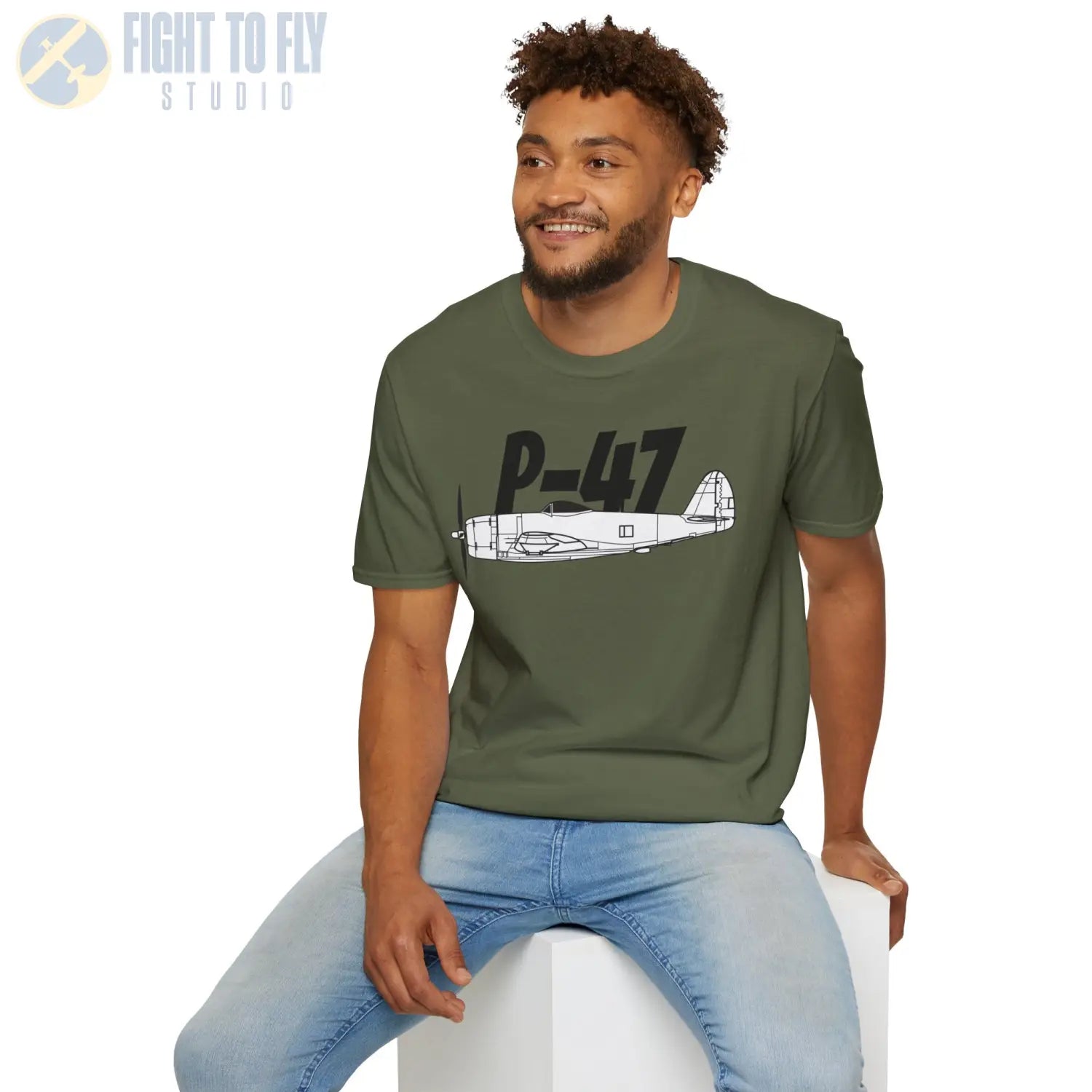 P-47 Thunderbolt Side Profile T-Shirt - Pilot gifts - WWII warbird t-shirt
