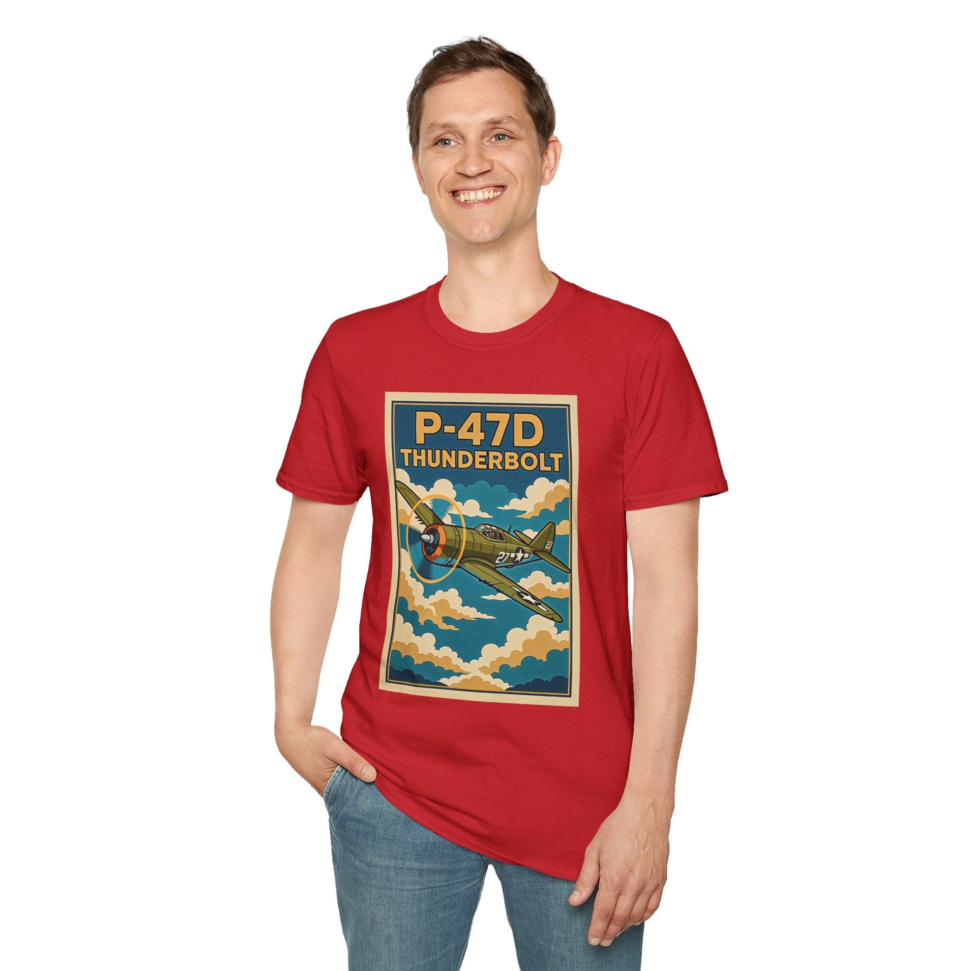 P-47D Premium T-Shirt – Thunderbolt WWII Fighter Full Graphic Aviation Tee - Pilot gifts - warbird t-shirt