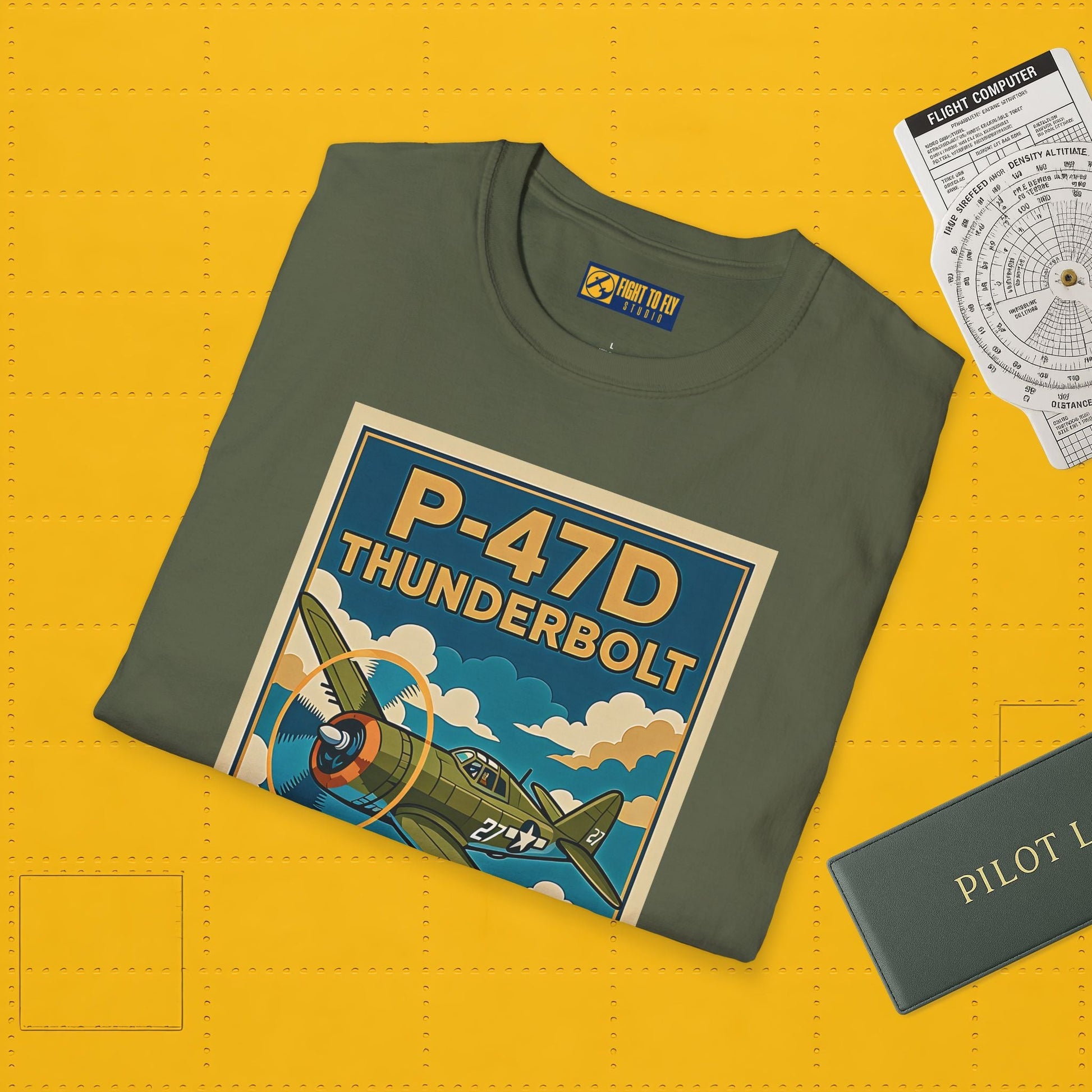 P-47D Premium T-Shirt – Thunderbolt WWII Fighter Full Graphic Aviation Tee - Pilot gifts - warbird t-shirt