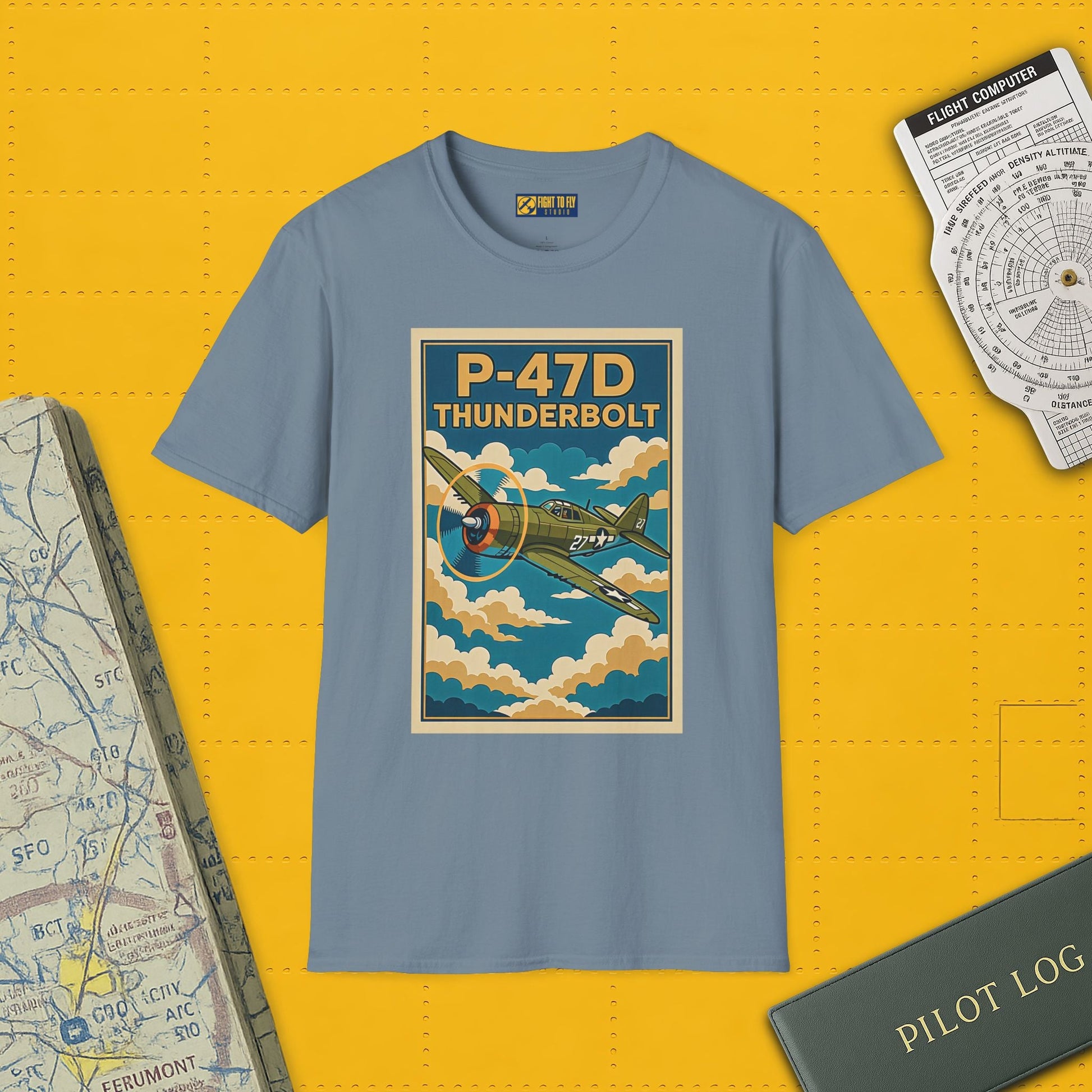 P-47D Premium T-Shirt – Thunderbolt WWII Fighter Full Graphic Aviation Tee - Pilot gifts - warbird t-shirt