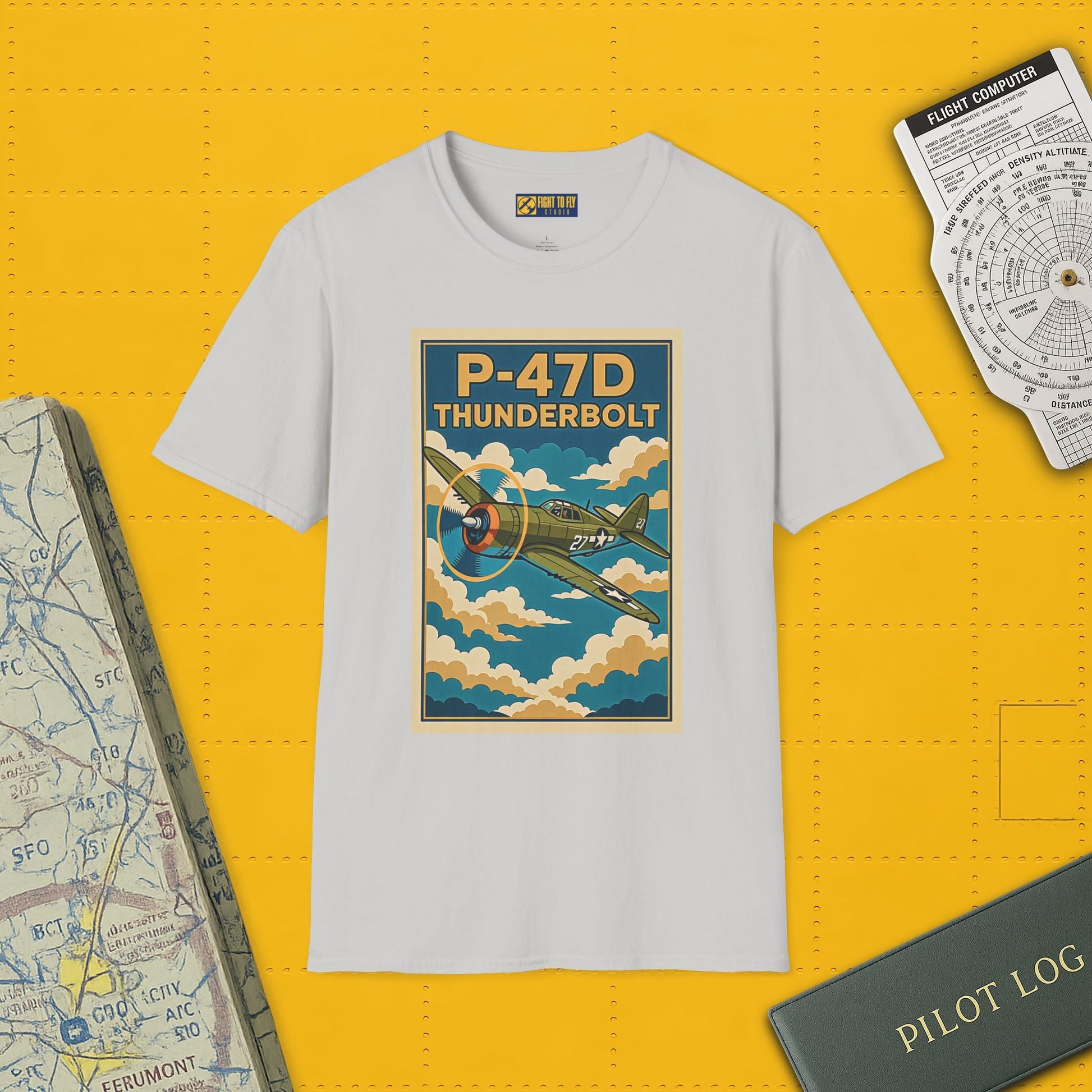 P-47D Premium T-Shirt – Thunderbolt WWII Fighter Full Graphic Aviation Tee - Pilot gifts - warbird t-shirt