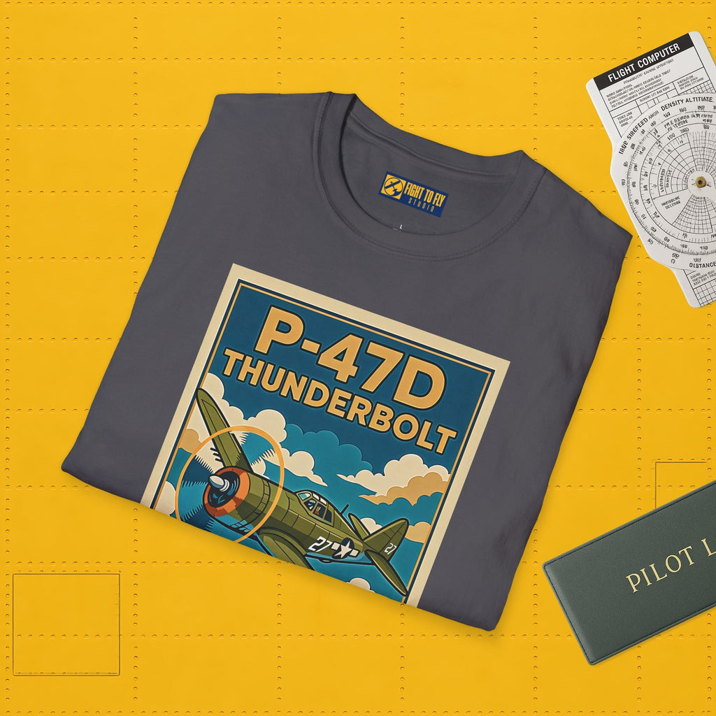 P-47D Premium T-Shirt – Thunderbolt WWII Fighter Full Graphic Aviation Tee - Pilot gifts - warbird t-shirt