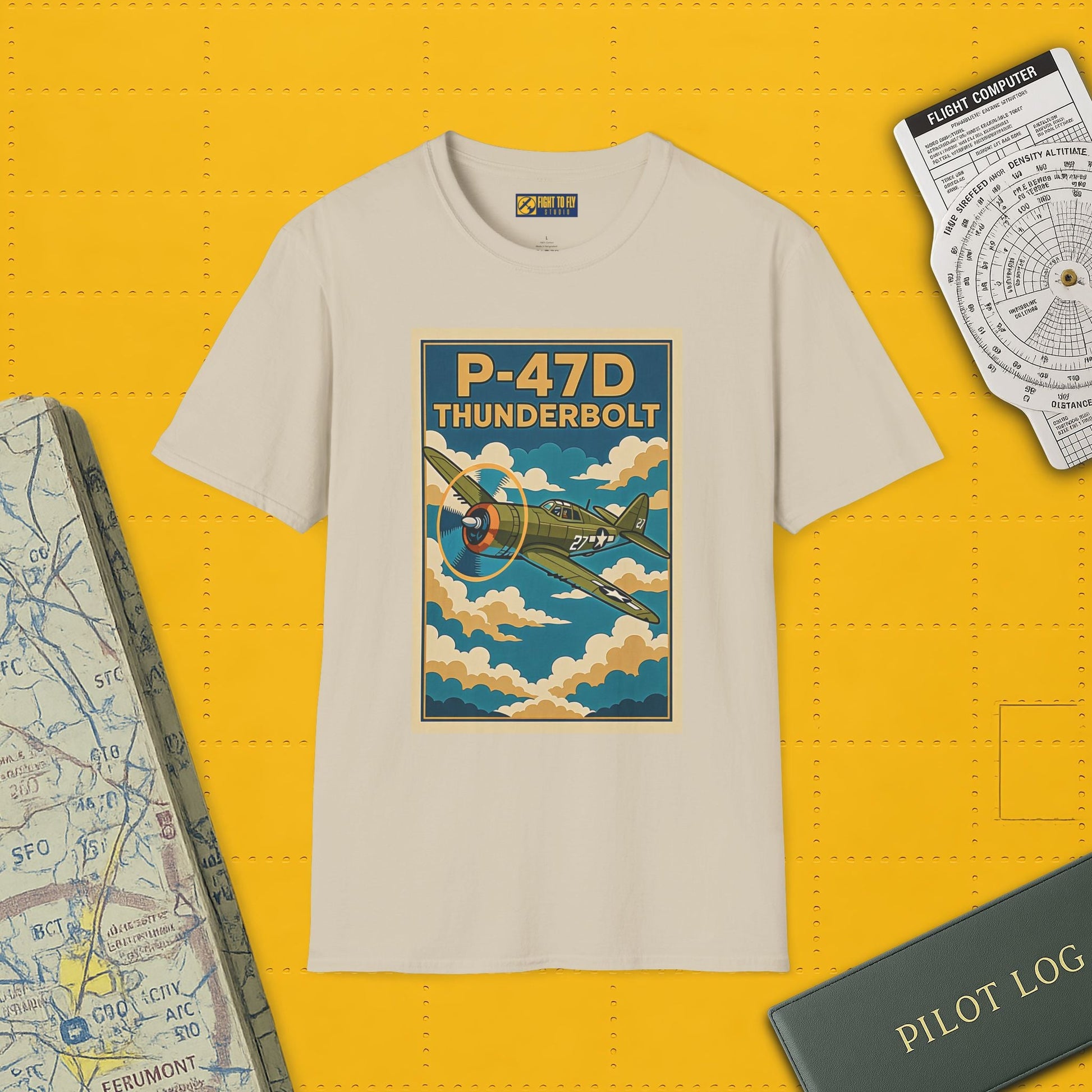 P-47D Premium T-Shirt – Thunderbolt WWII Fighter Full Graphic Aviation Tee - Pilot gifts - warbird t-shirt