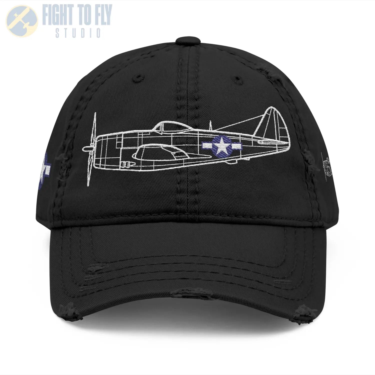 P-47D Thunderbolt Star and Bars Embroidered Cap - Hats - Pilot gifts - WWII warbird t-shirt